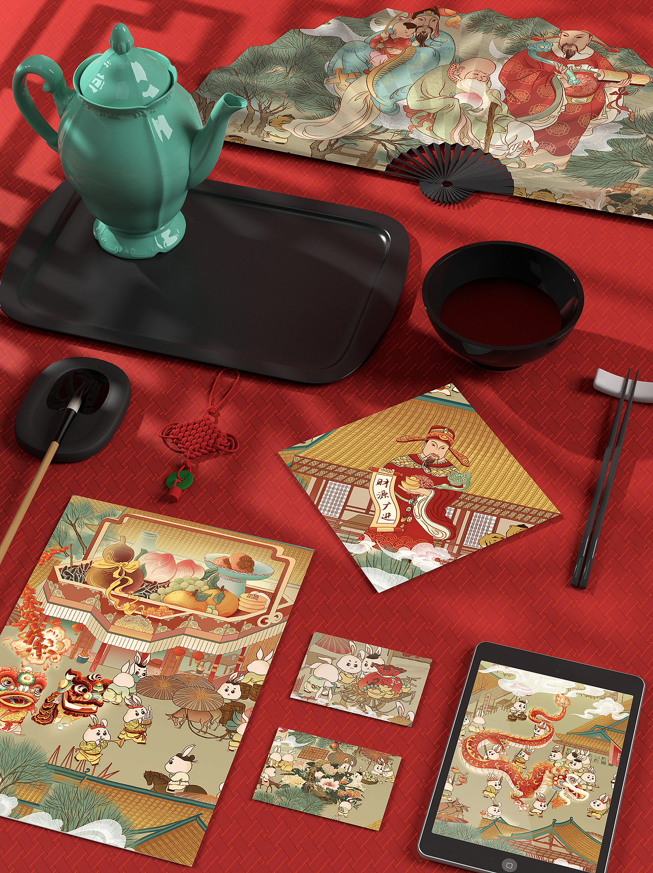 卯兔上河图 2023兔年春节贺岁商业插画