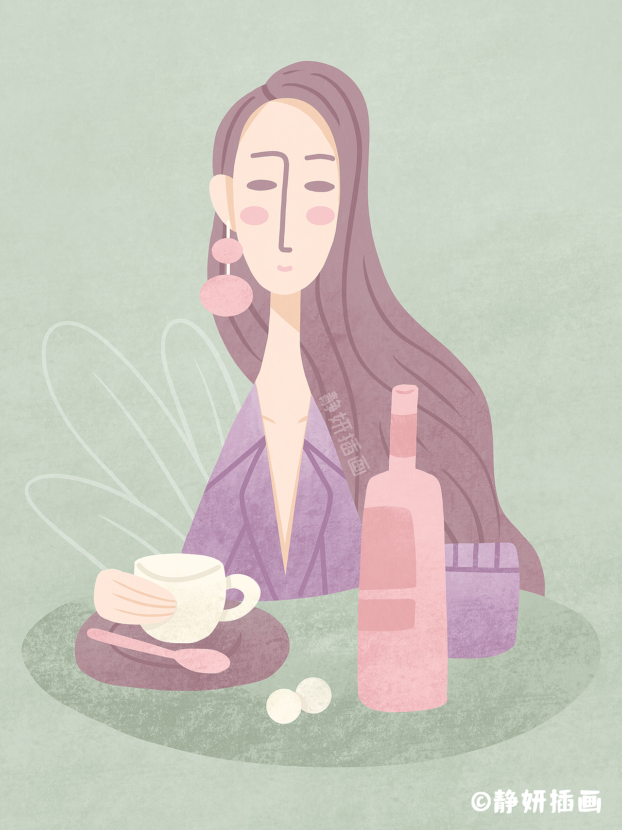 优雅女士系列插画（图ZMzAyODc3OTA0） - 商业插画 - 站酷设计师静妍插画原创素材 - 站酷ZCOOL