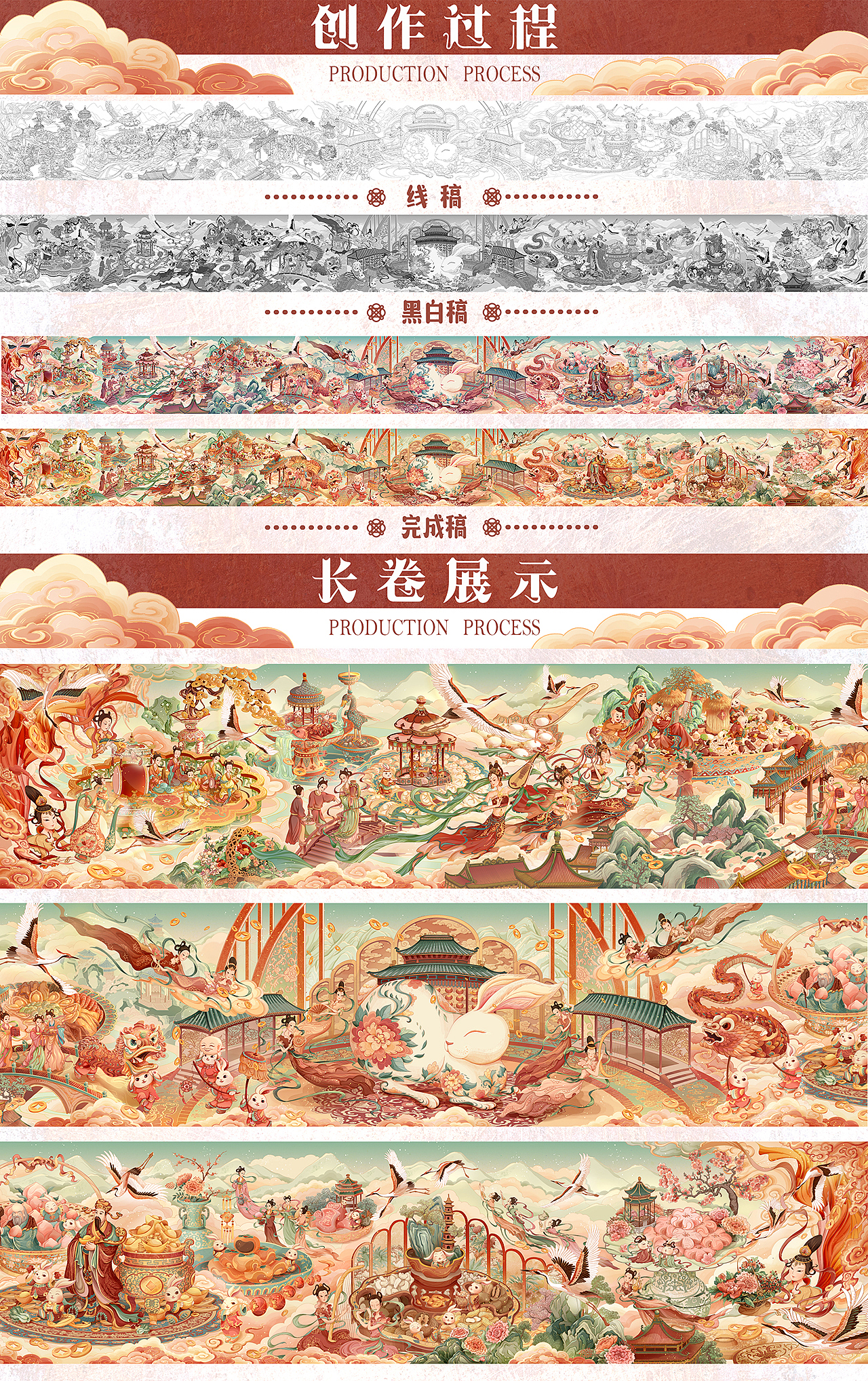 【年味】2023年卯兔迎新春|美食-糕点|创意长卷