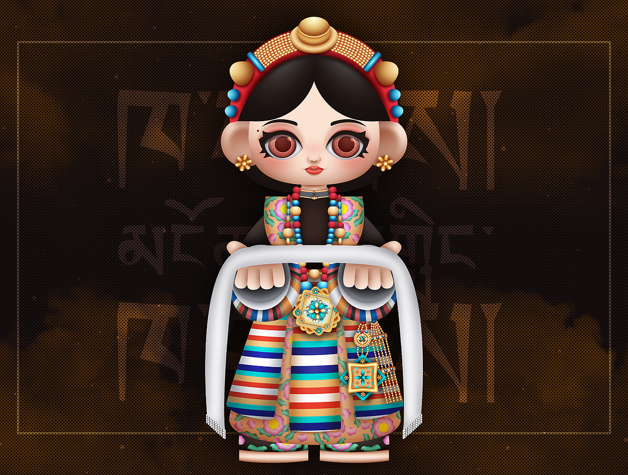 《献“哈达”的姑娘》（图ZMzUwNTY4ODAw） - IP形象 - 站酷设计师小糖a原创素材 - 站酷ZCOOL