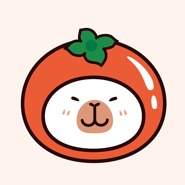 卡皮巴拉水豚萌萌IP卡通形象插画水果系列