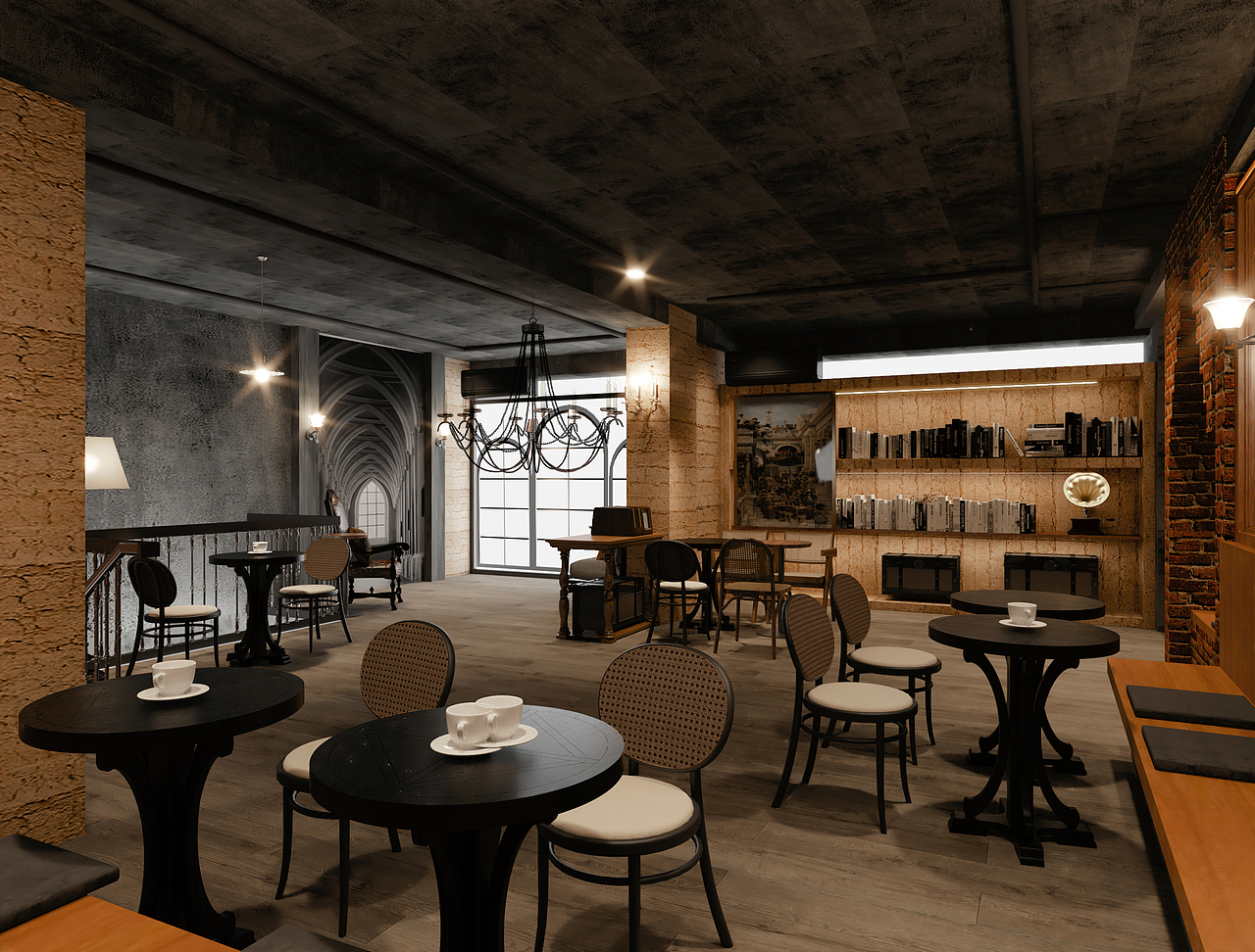 咖啡店 古堡风 时光咖啡二店（图ZMzM0MzA2MDIw） - 酒店餐饮设计 - 站酷设计师YEZ一豪原创素材 - 站酷ZCOOL