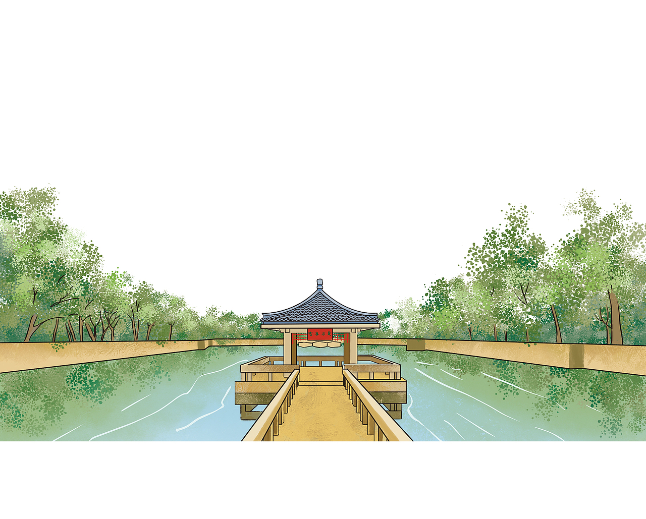 中国大学校门插画