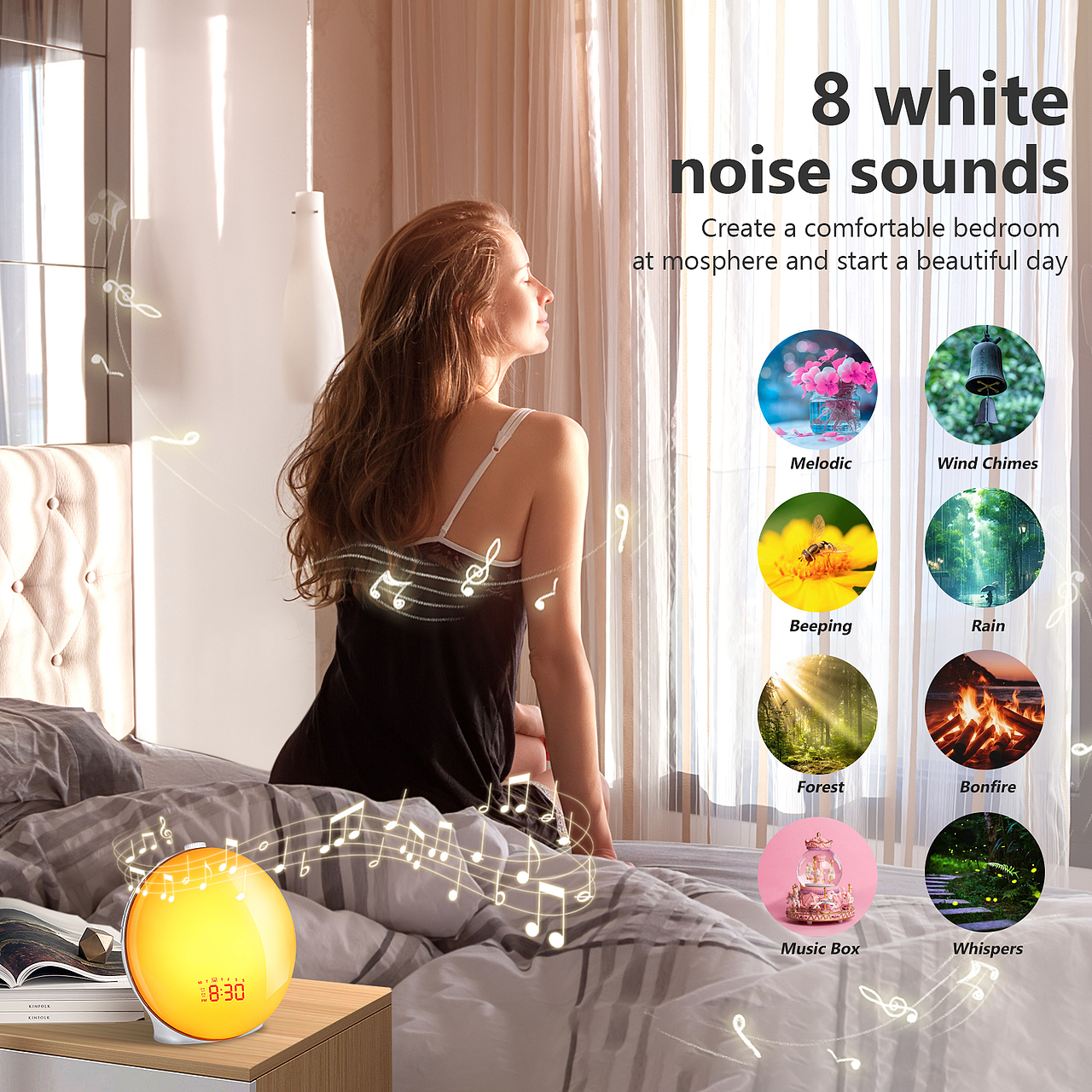 亚马逊跨境-夕阳闹钟灯