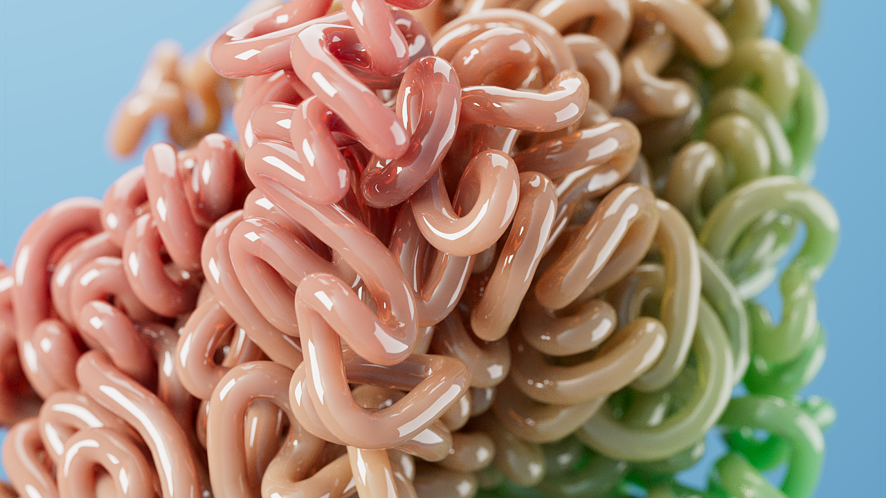 C4D 样条动力学做个五颜六色的九转大肠