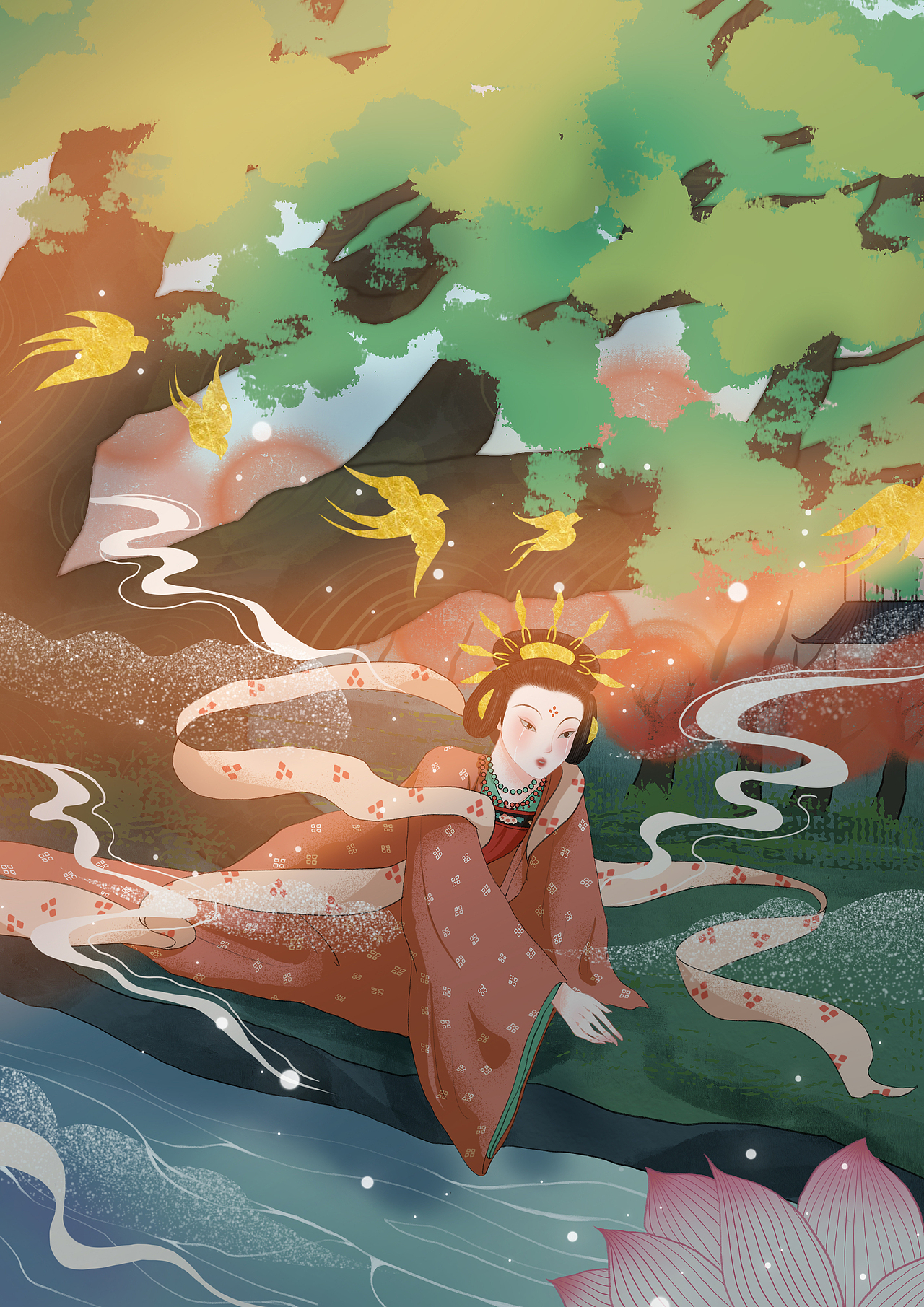 故事脚本来自敦煌壁画中的故事---《鹿女》系列插画成都/学生/1年前