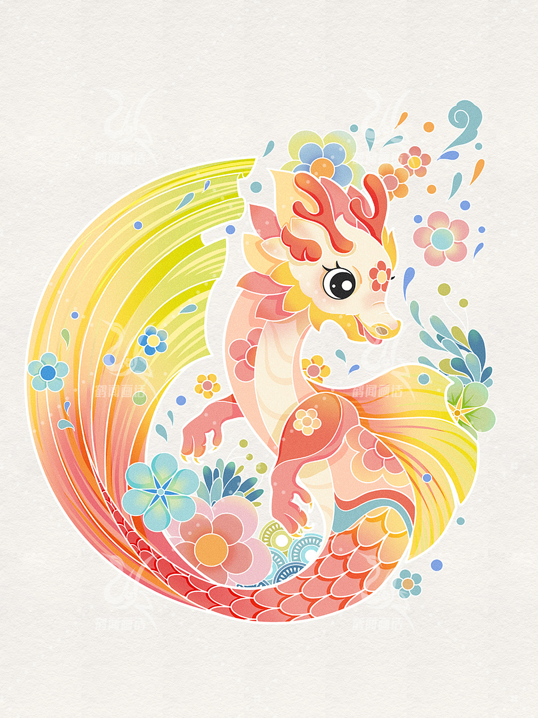 鱼化龙（图ZMzUyMzIyNzMy） - 艺术插画 - 站酷设计师鹤闻画话原创素材 - 站酷ZCOOL