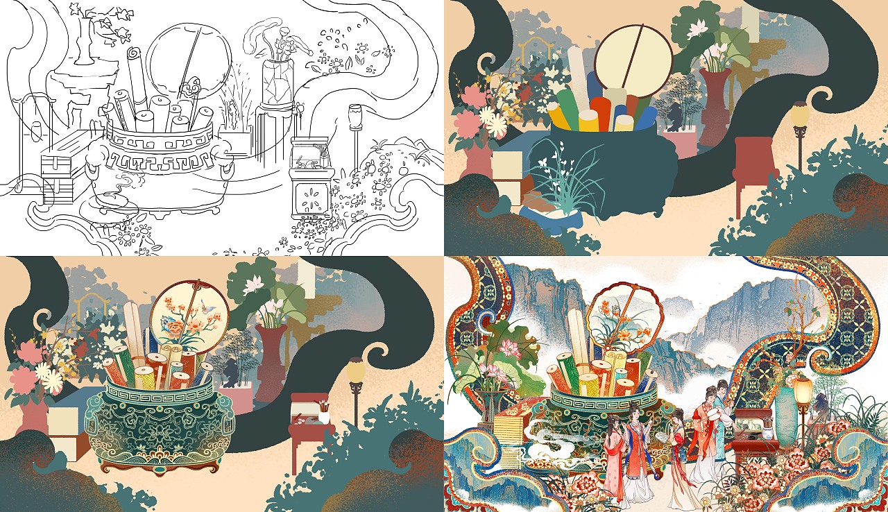 红楼梦-诗社（图ZMzI3MzYyMDM2） - 商业插画 - 站酷设计师插画师宴山原创素材 - 站酷ZCOOL