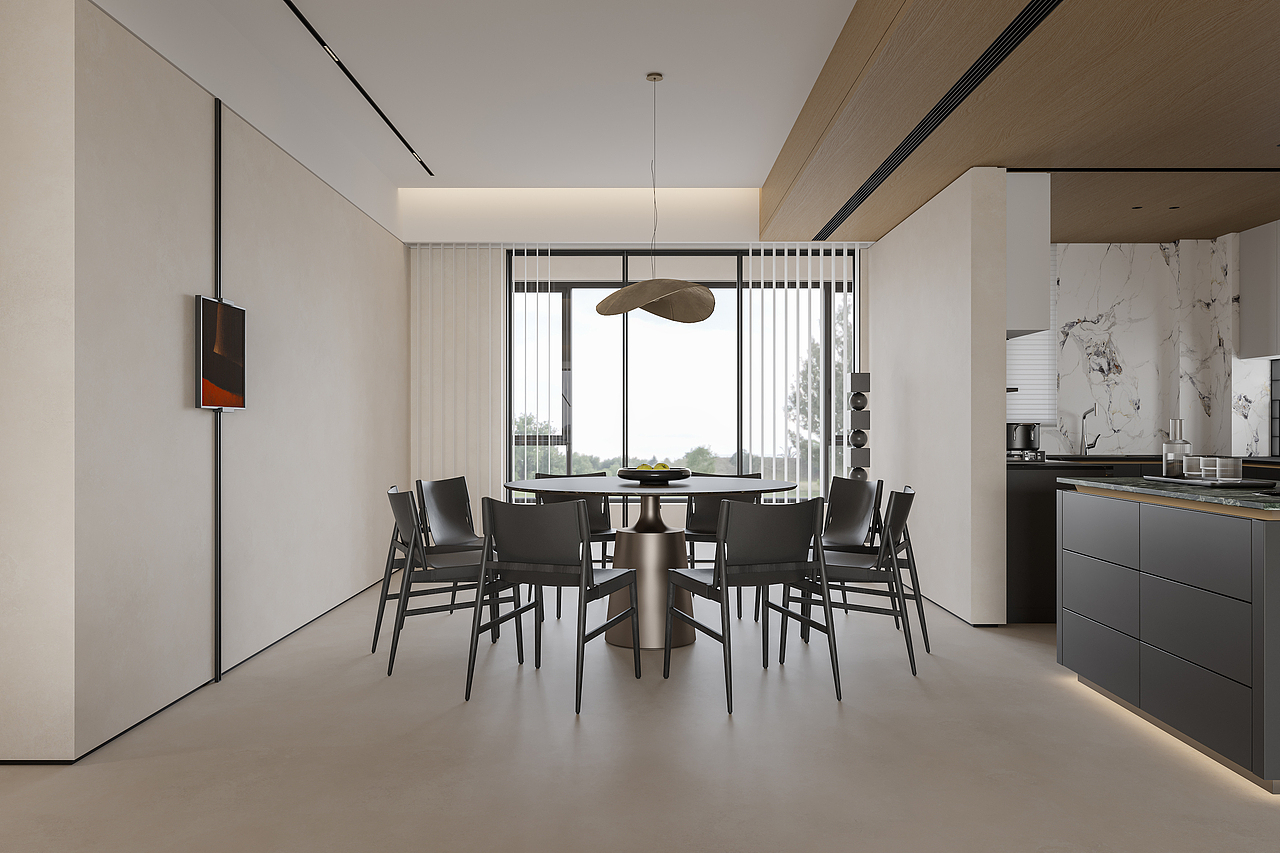 暖色系大平层客餐厅