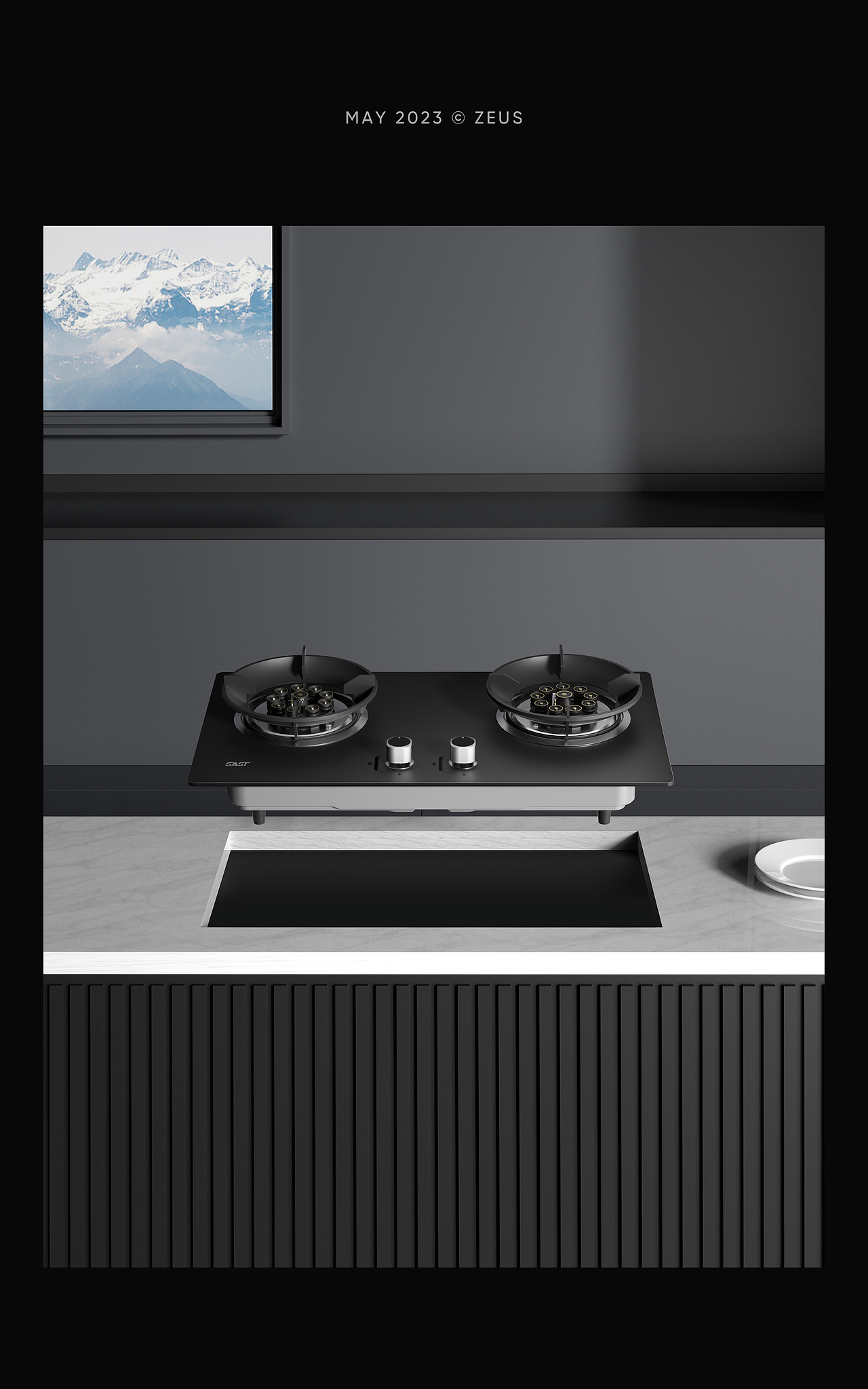 2023 先科|燃气灶场景渲染2款