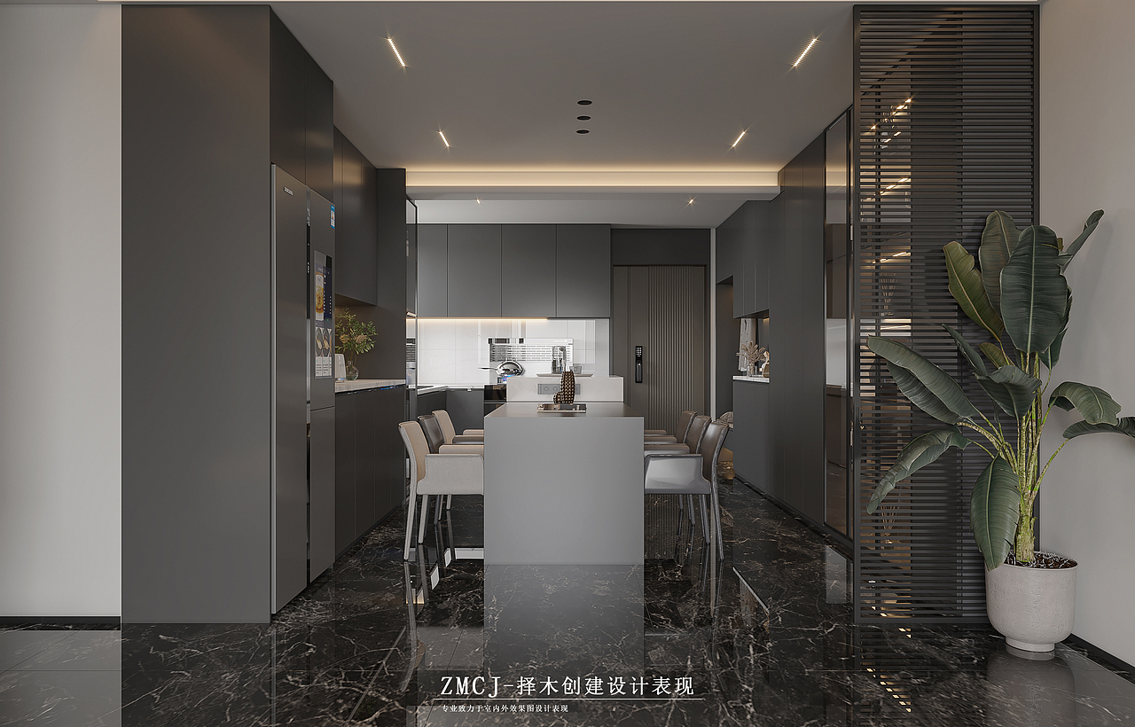 意式轻奢客餐厅卧室衣帽间—择木创建新晨效果图