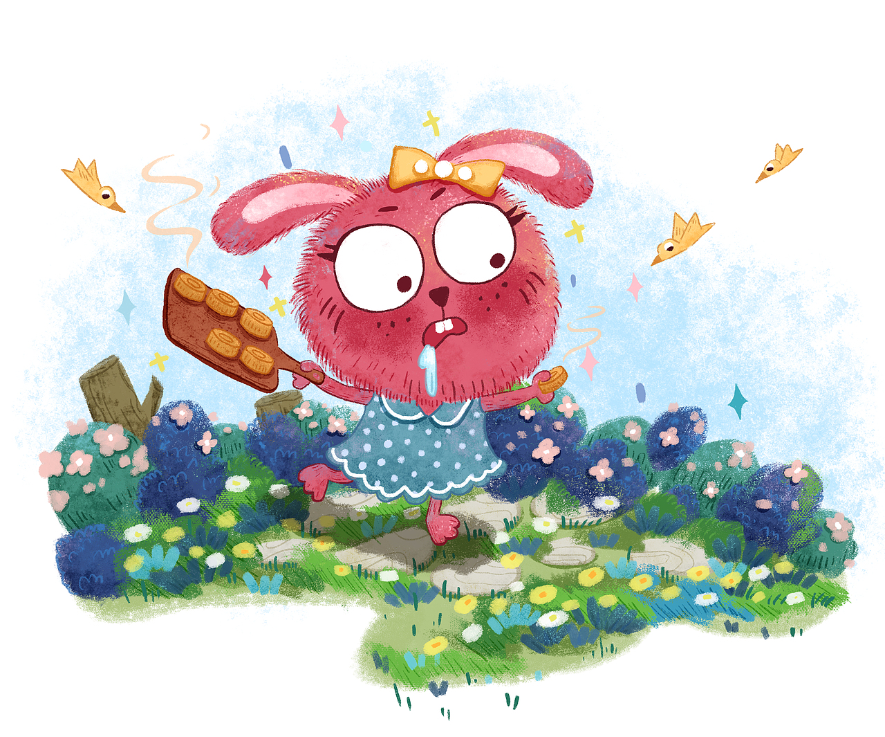 ps原创儿童插画——兔小兔的中秋