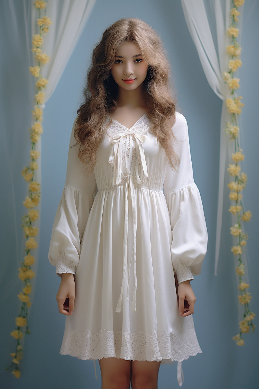 换了一个领口的花边,还隆了一下胸,但是发现上下口红颜色不一致