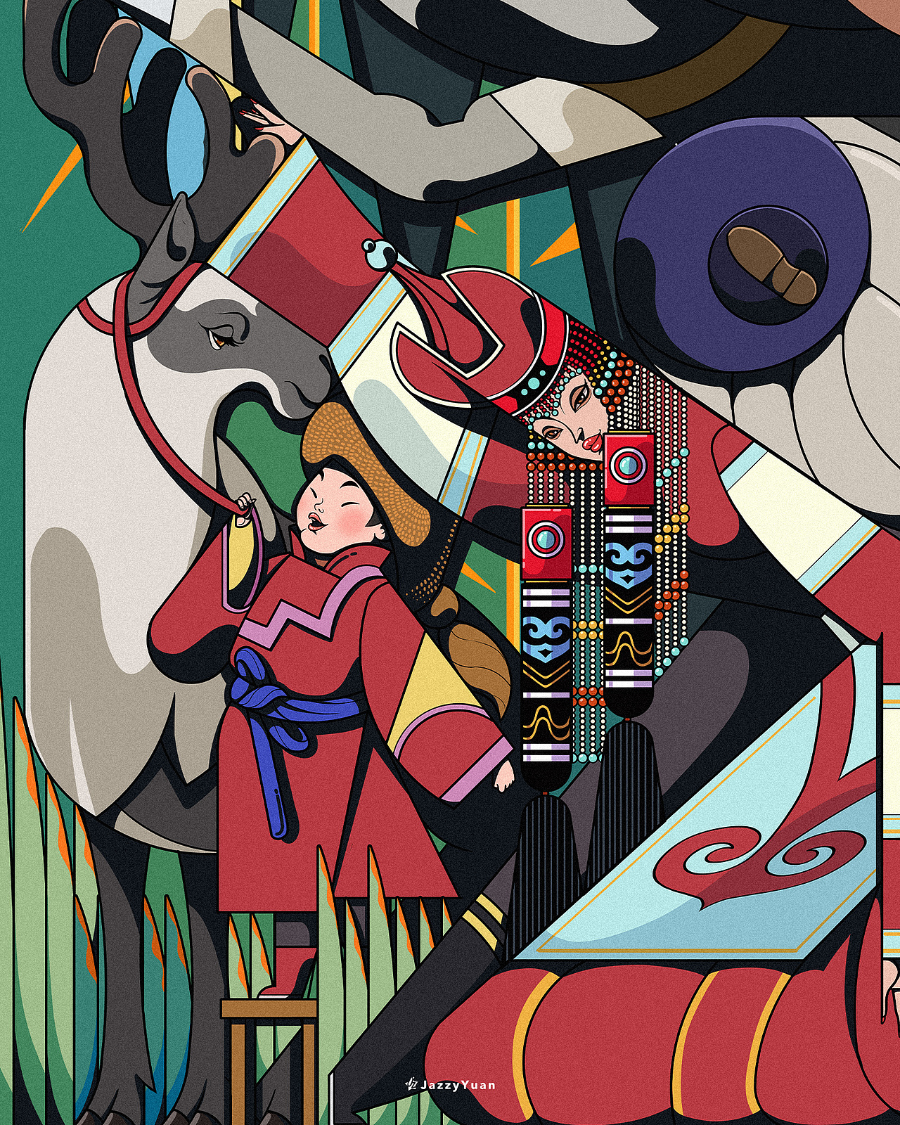 原创插图《那达慕》(图ZMzIxODg0MTQw) - 商业插画 - 站酷设计师JazzyYuan原创素材 - 站酷ZCOOL