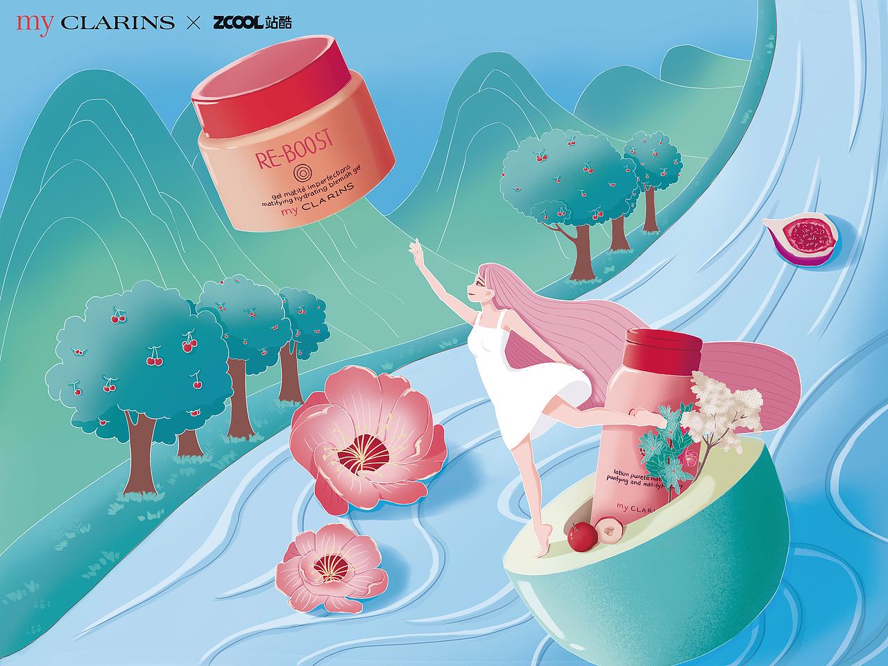 「好食肌長(zhǎng)綻放」myCLARINS|自然奇幻之旅（圖ZMzQ3MzQyMjky） - 海報(bào) - 站酷設(shè)計(jì)師半夢(mèng)丫原創(chuàng)素材 - 站酷ZCOOL