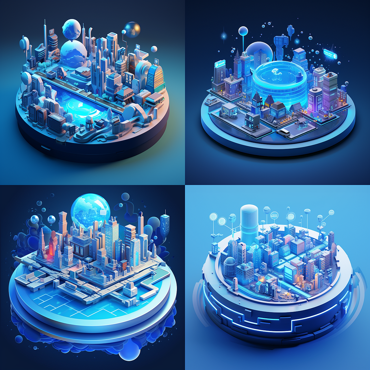 AI绘画科技感图标、背景素材