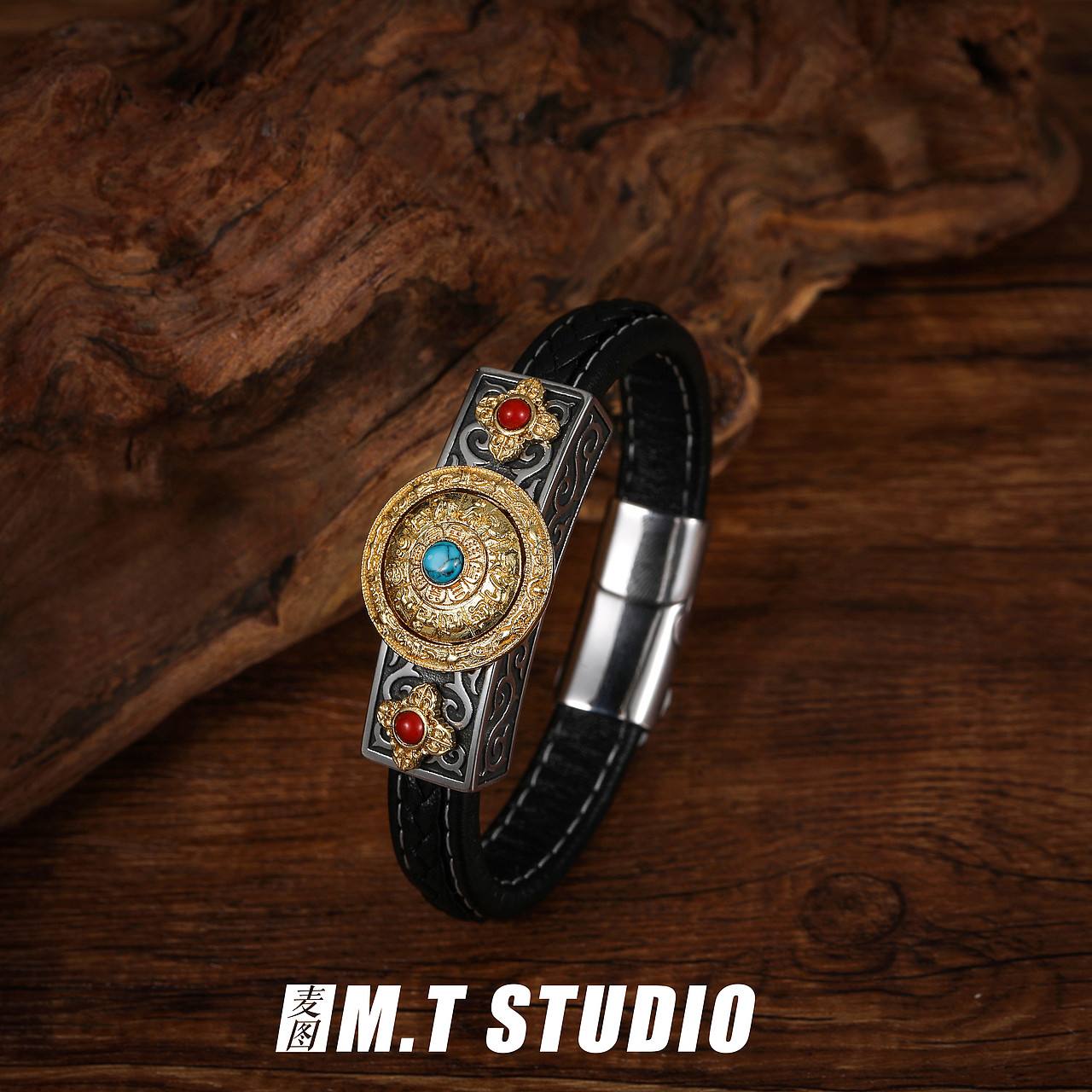 饰品首饰手链静物平铺拍摄 男士手链复古风格拍照