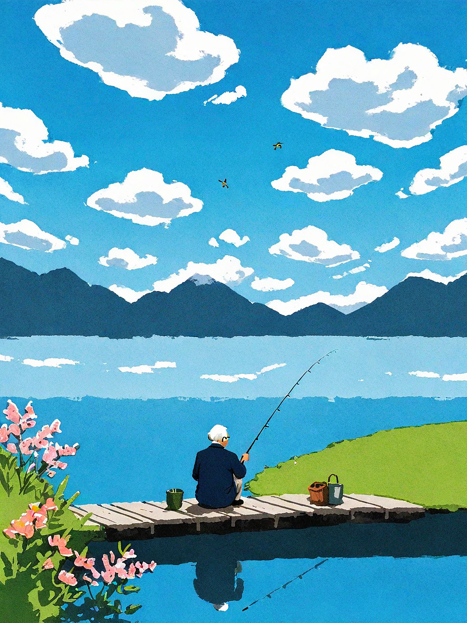 钓鱼|湖上老人坐矶头,湖里桃花水却流