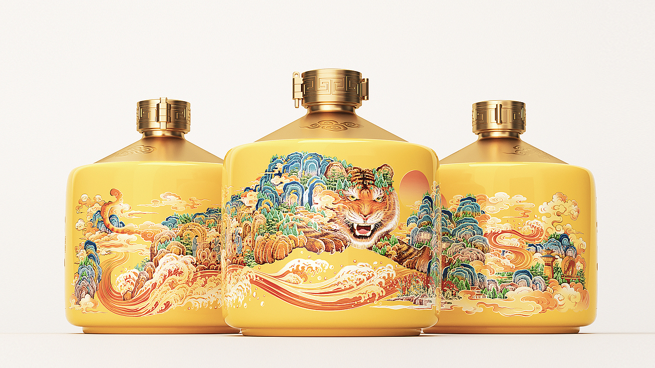真工酱酒 虎年生肖纪念酒包装插画设计（图ZMzAzMjIyMTAw） - 商业插画 - 站酷设计师知昂创意原创素材 - 站酷ZCOOL