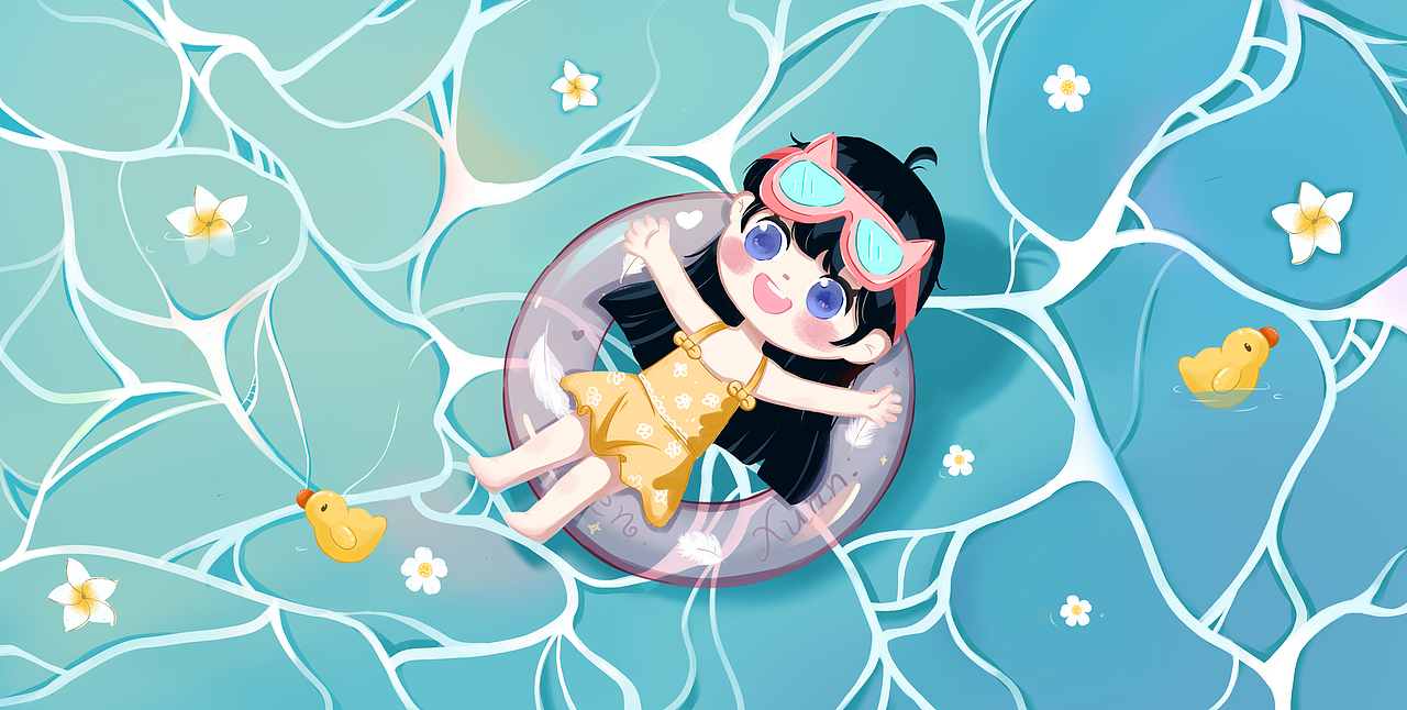 夏日泳池（图ZMzIyMzMxMTcy） - 儿童插画 - 站酷设计师宣萱_原创素材 - 站酷ZCOOL