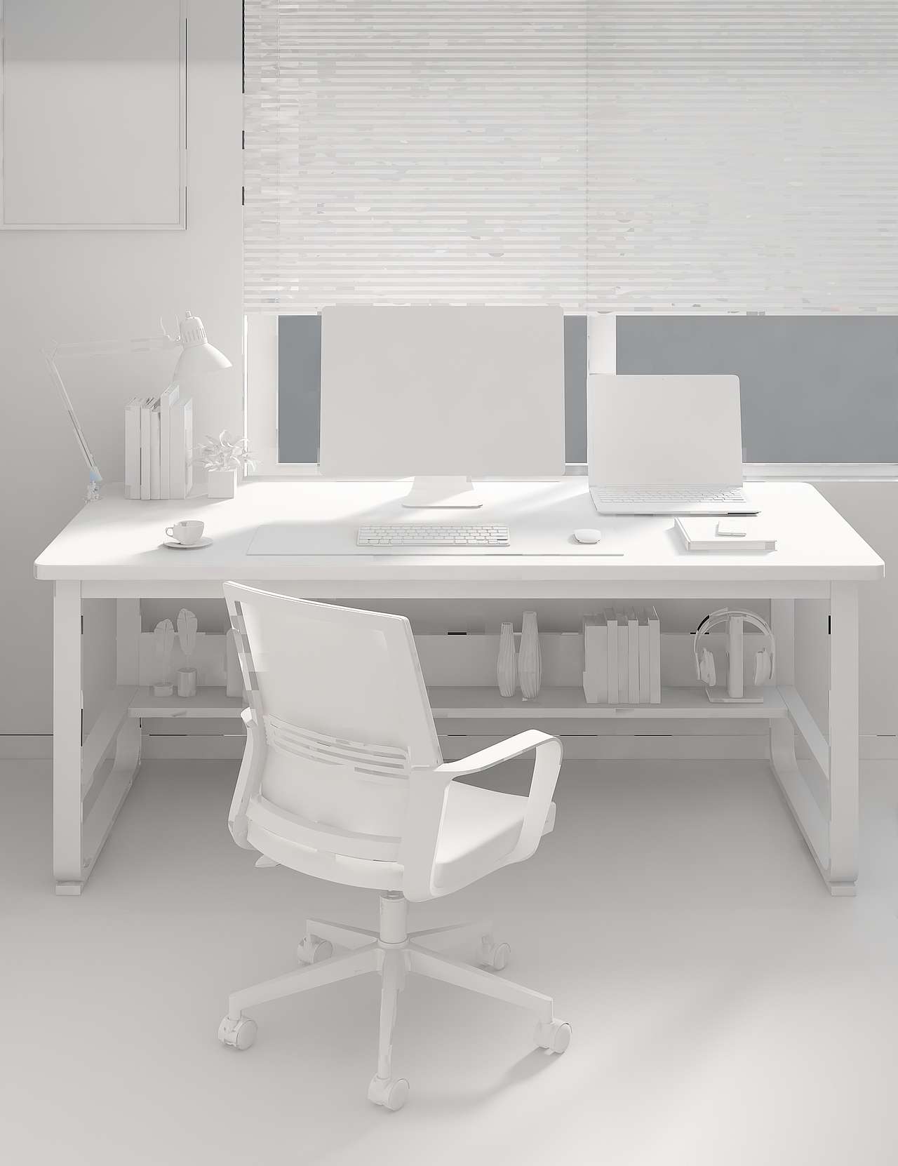 电脑桌建模渲染