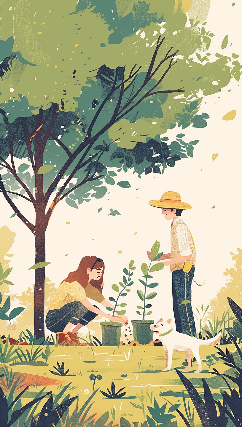 植树节插画海报