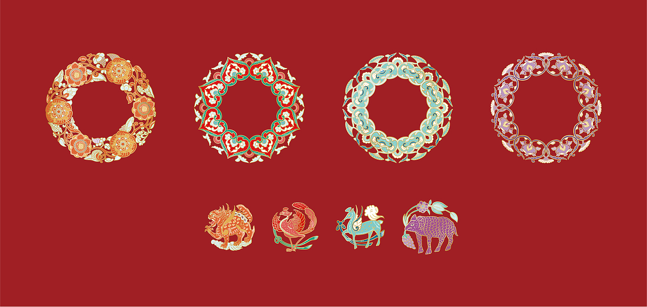 陕西历史博物馆馆藏文物系列 纹样提取设计 手绘插画