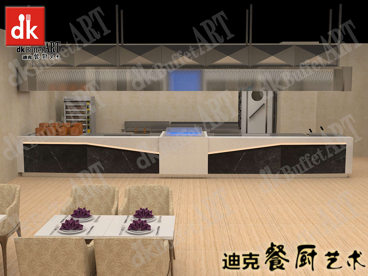 江西某宾馆自助岛台设计（图ZMzI5NTYxNzIw） - 酒店餐饮设计 - 站酷设计师迪克餐台艺术设计原创素材 - 站酷ZCOOL