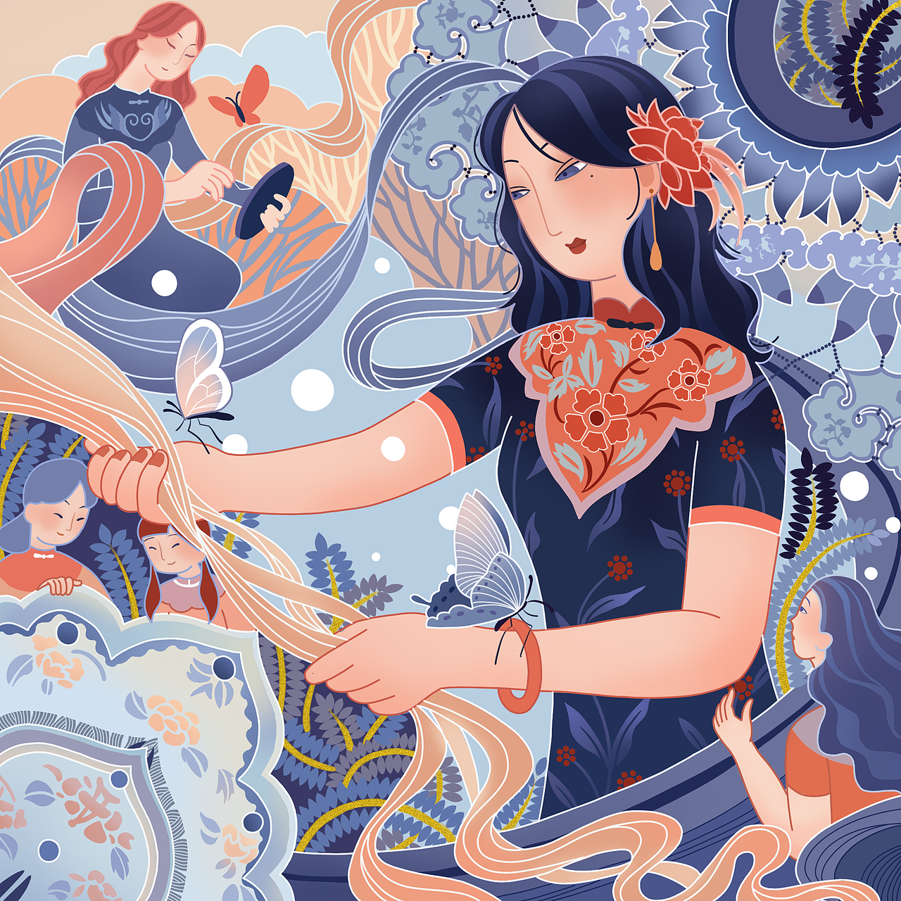 非遗文化云肩的动态插画设计（图ZMzQyNzk5NDM2） - 商业插画 - 站酷设计师清爽的地瓜原创素材 - 站酷ZCOOL