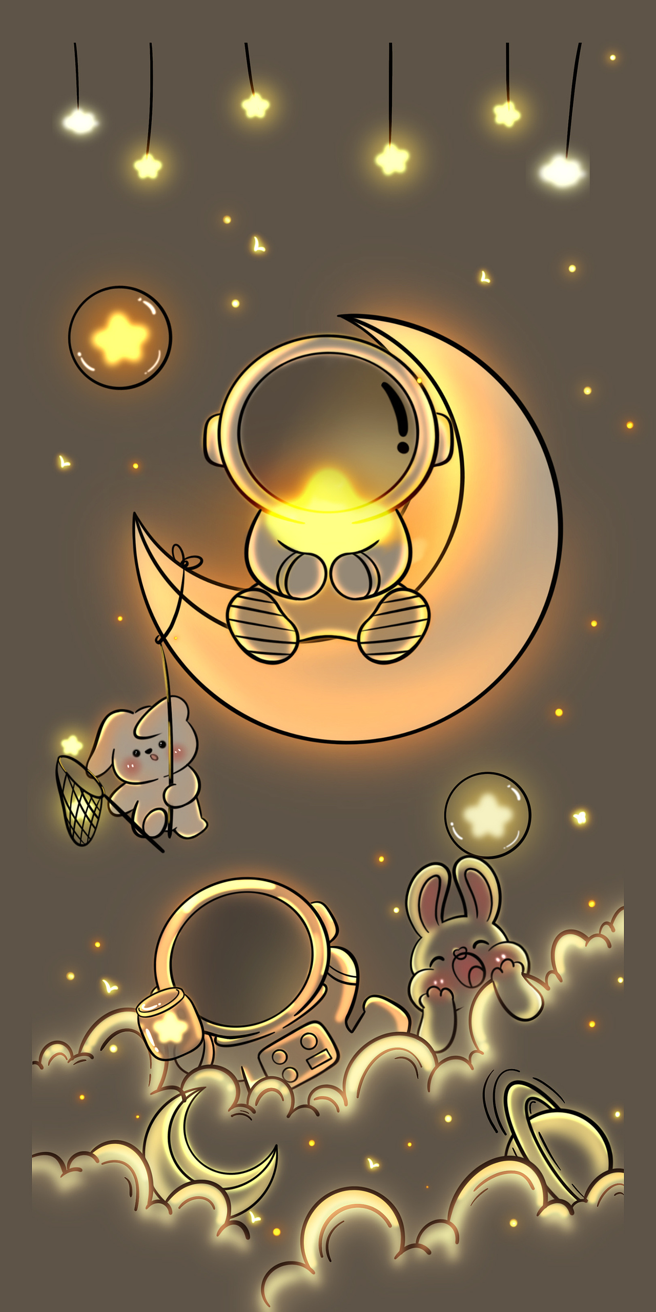 今夜,爱与星空共眠 插画主题壁纸包装 阳光太空人09