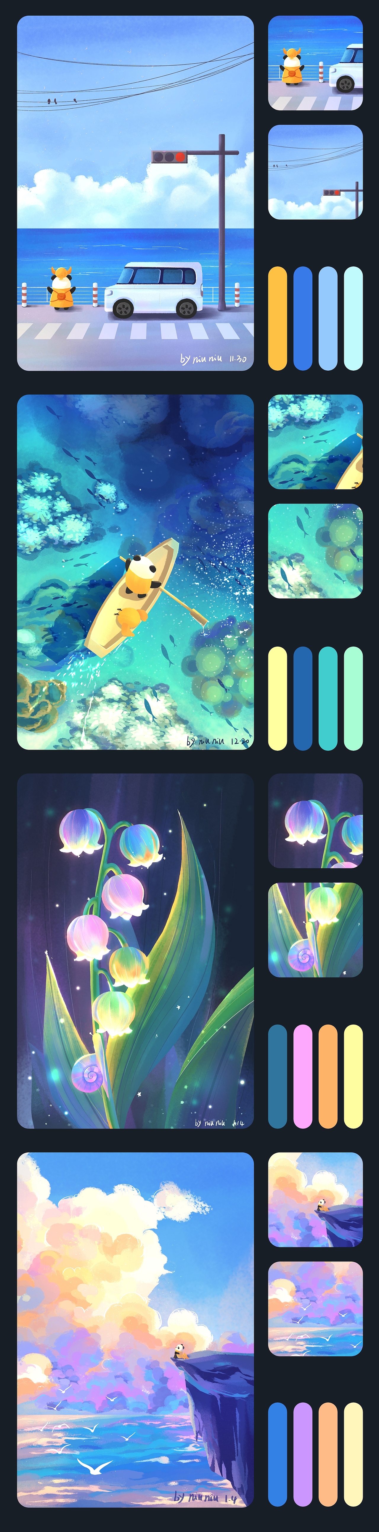 第一次速涂计划，60张插画创作总结（图ZMzI4ODczMzY4） - 创作习作 - 站酷设计师n牛牛原创素材 - 站酷ZCOOL