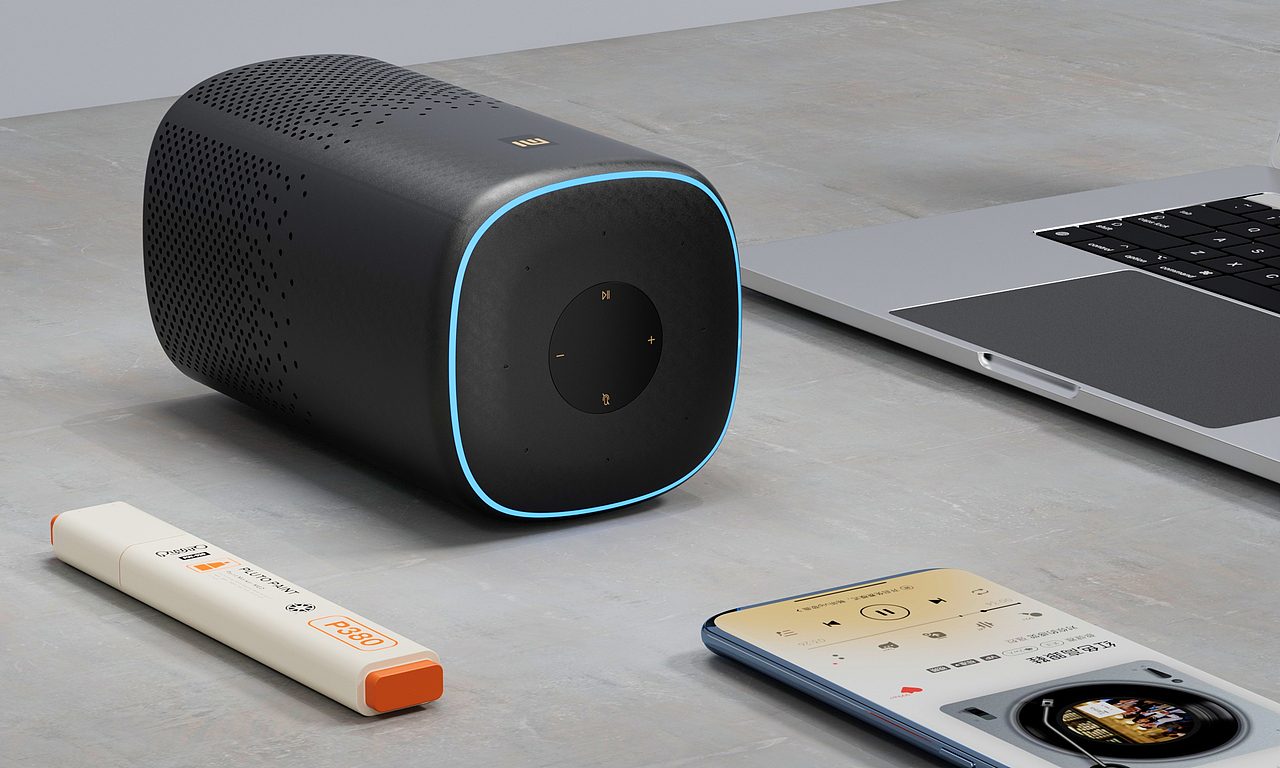 产品建模渲染-小爱音箱