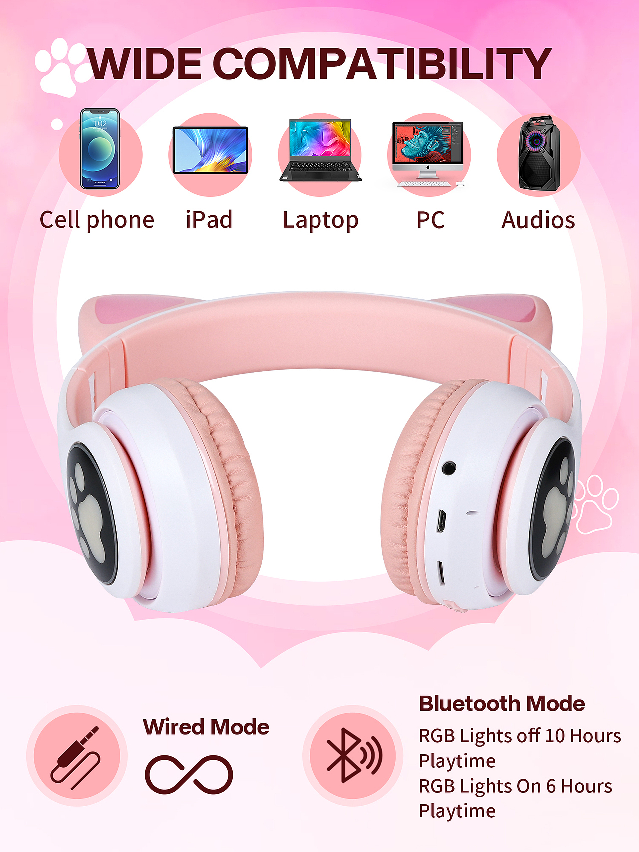 亚马逊主图A+猫耳耳机