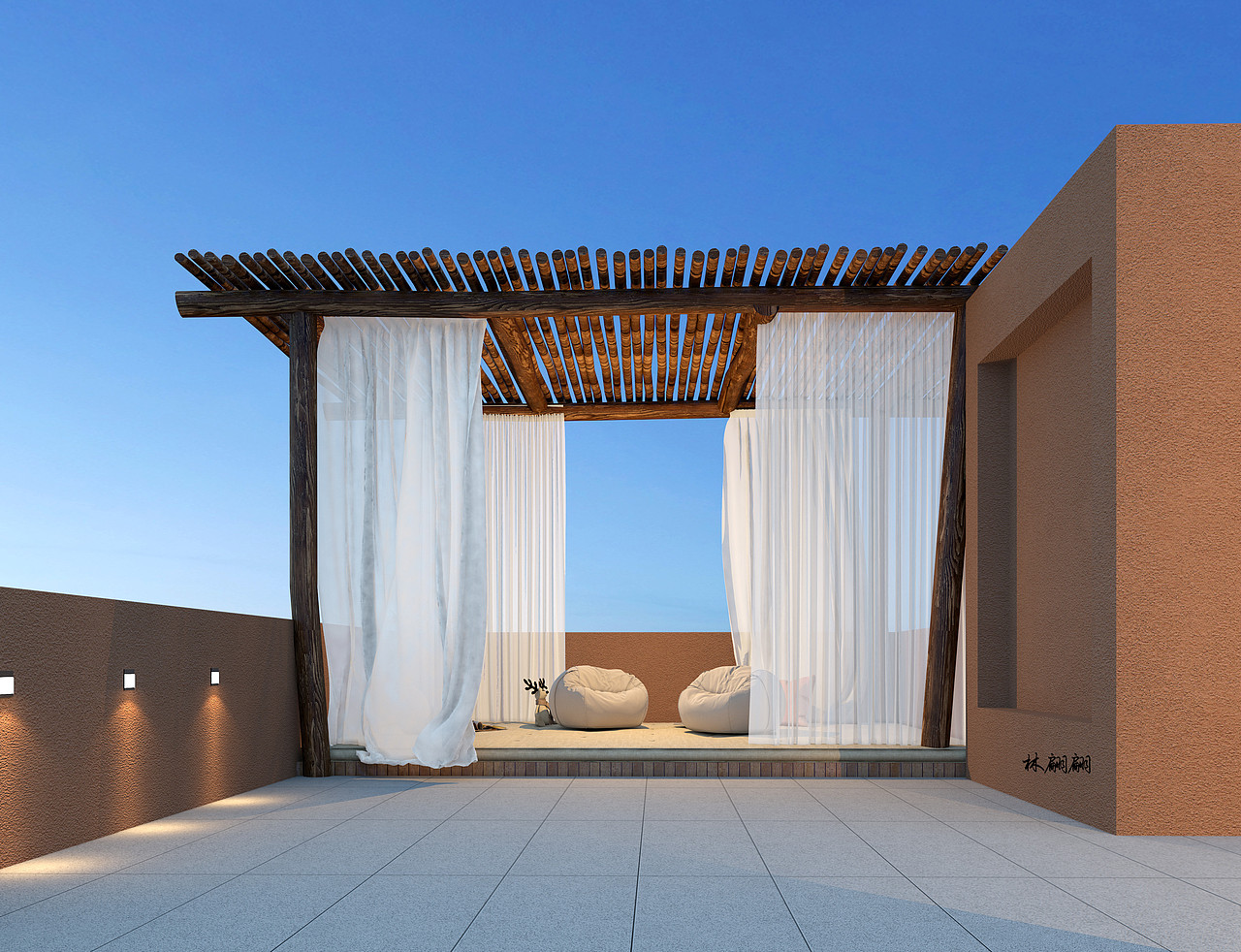 室外效果图|民宿景观设计