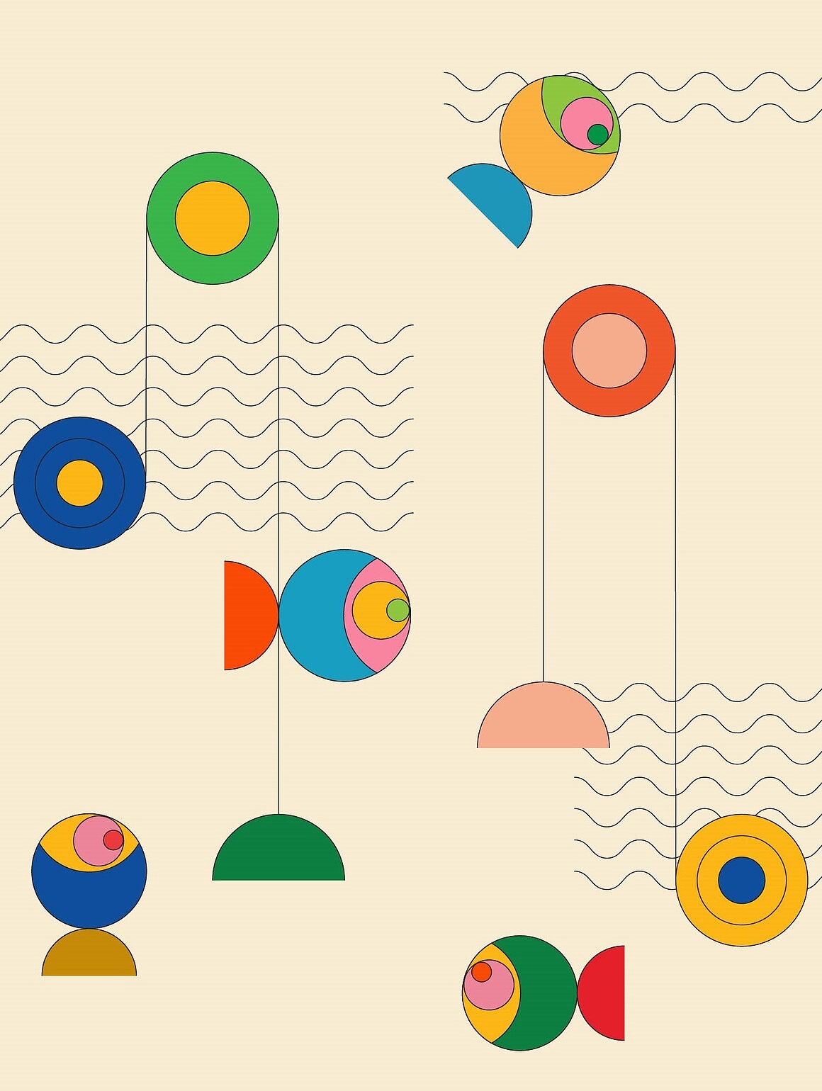 三口设计分享一组 抽象的数字艺术极简主义海报设计