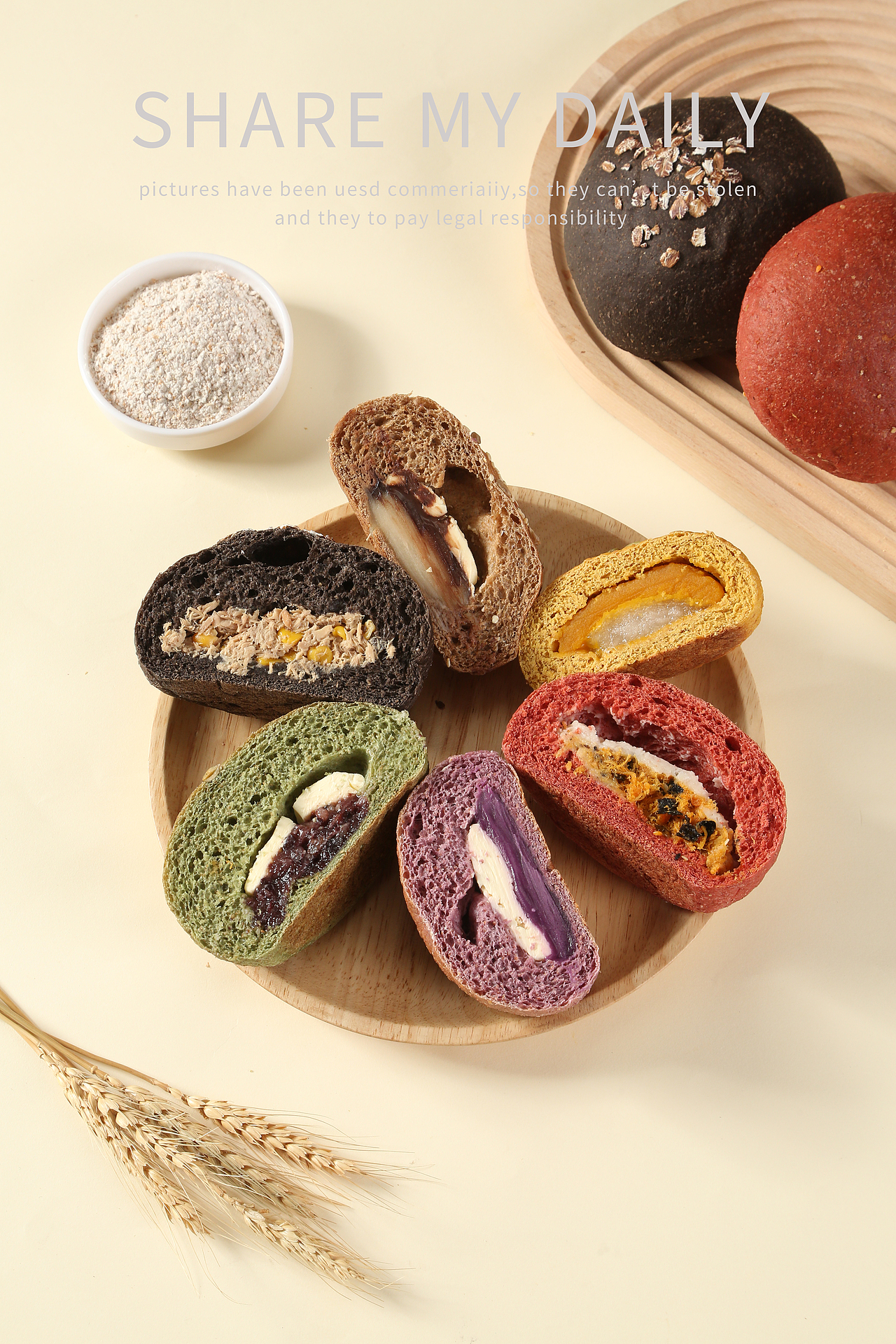 面包拍摄,可可爱爱的小面包