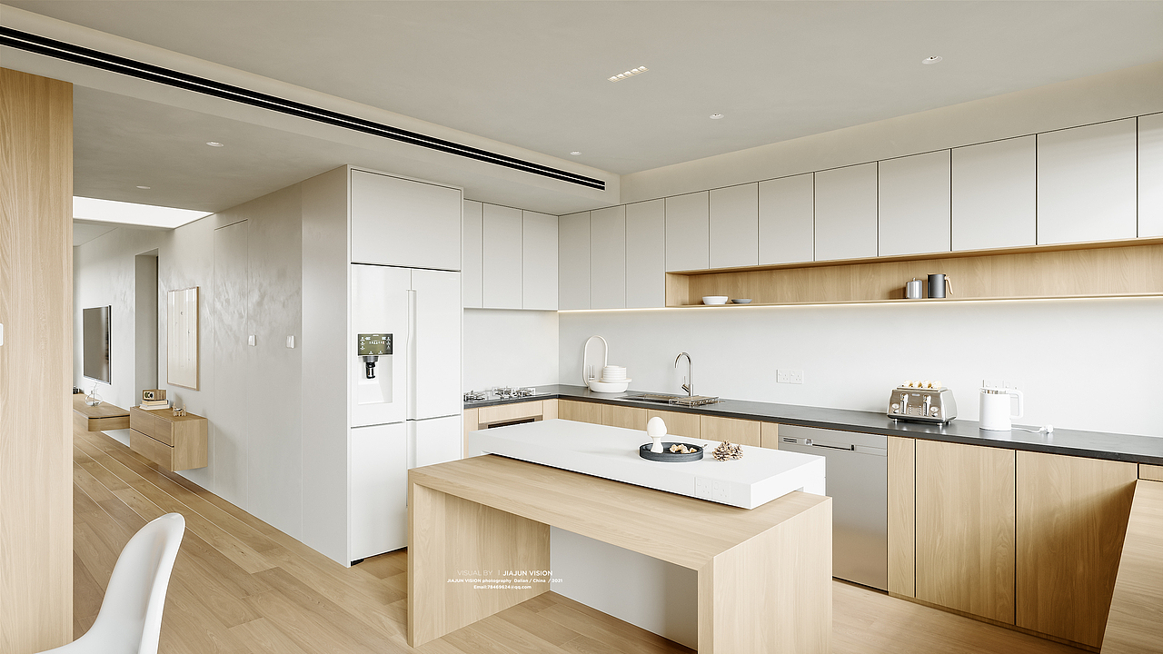 现代原木风效果图表现