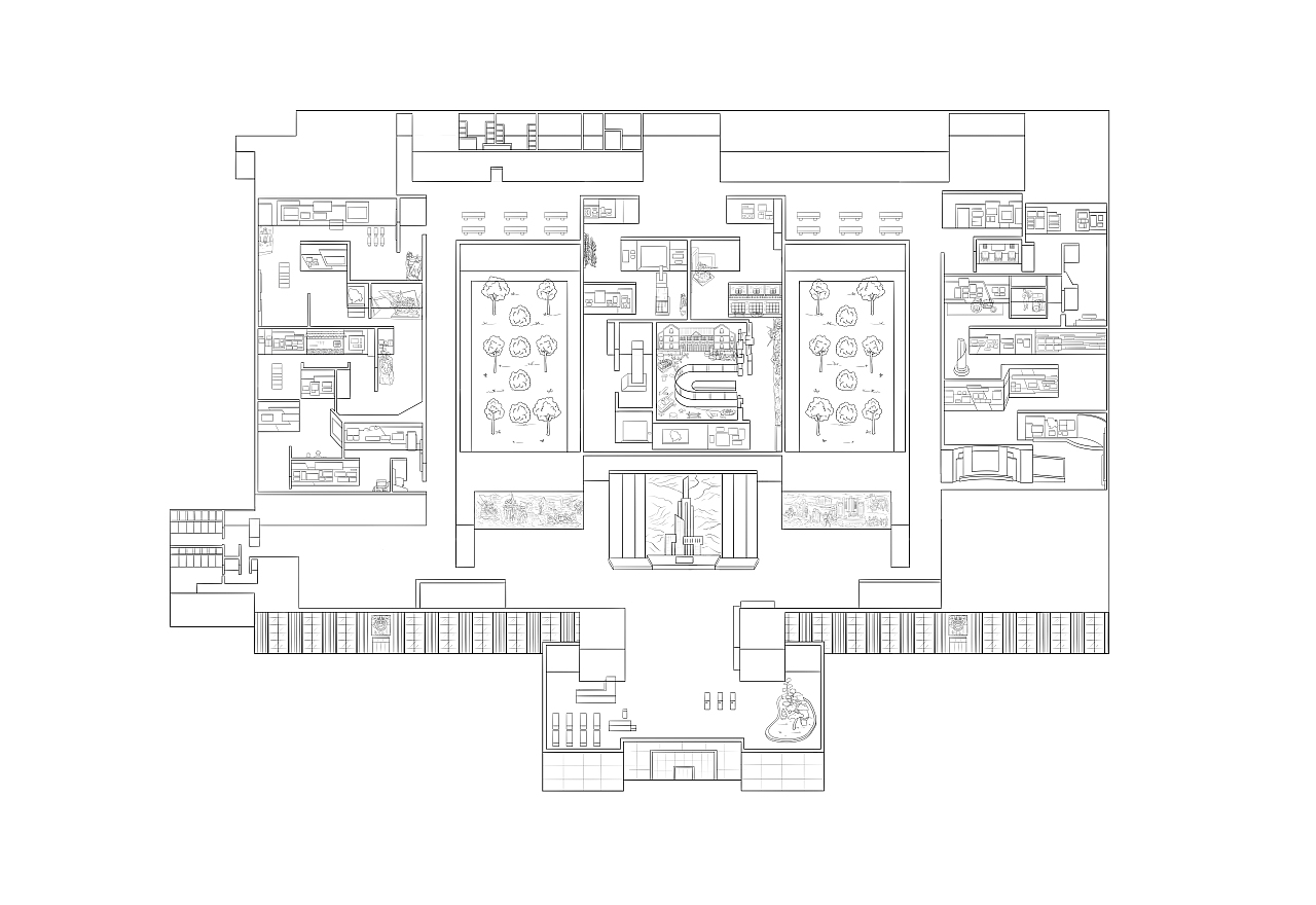石家庄解放纪念馆内部导览手绘地图