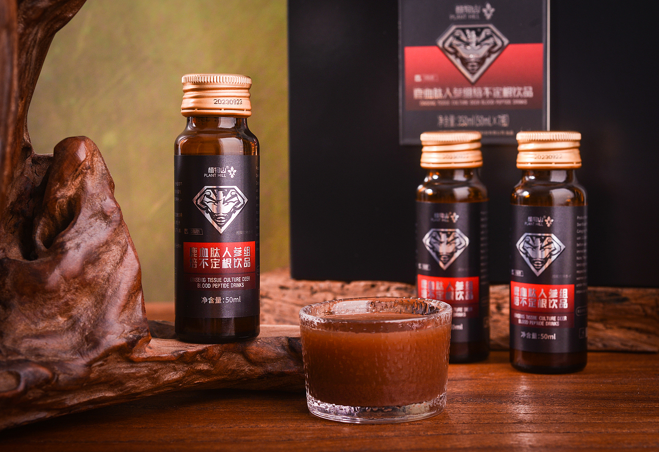 鹿血肽人参组培不定根饮品包装设计