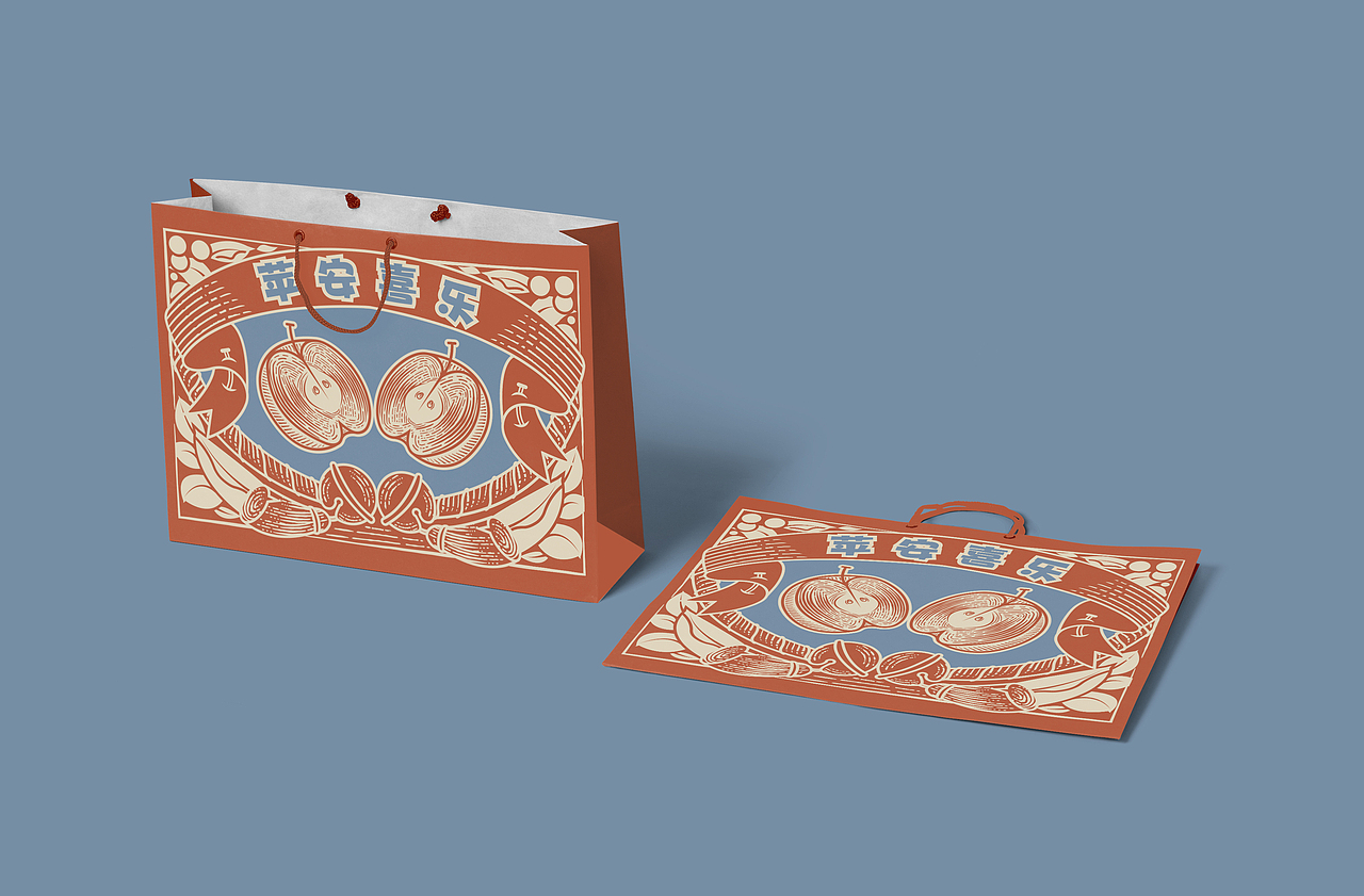 木刻风格|苹果插画包装设计