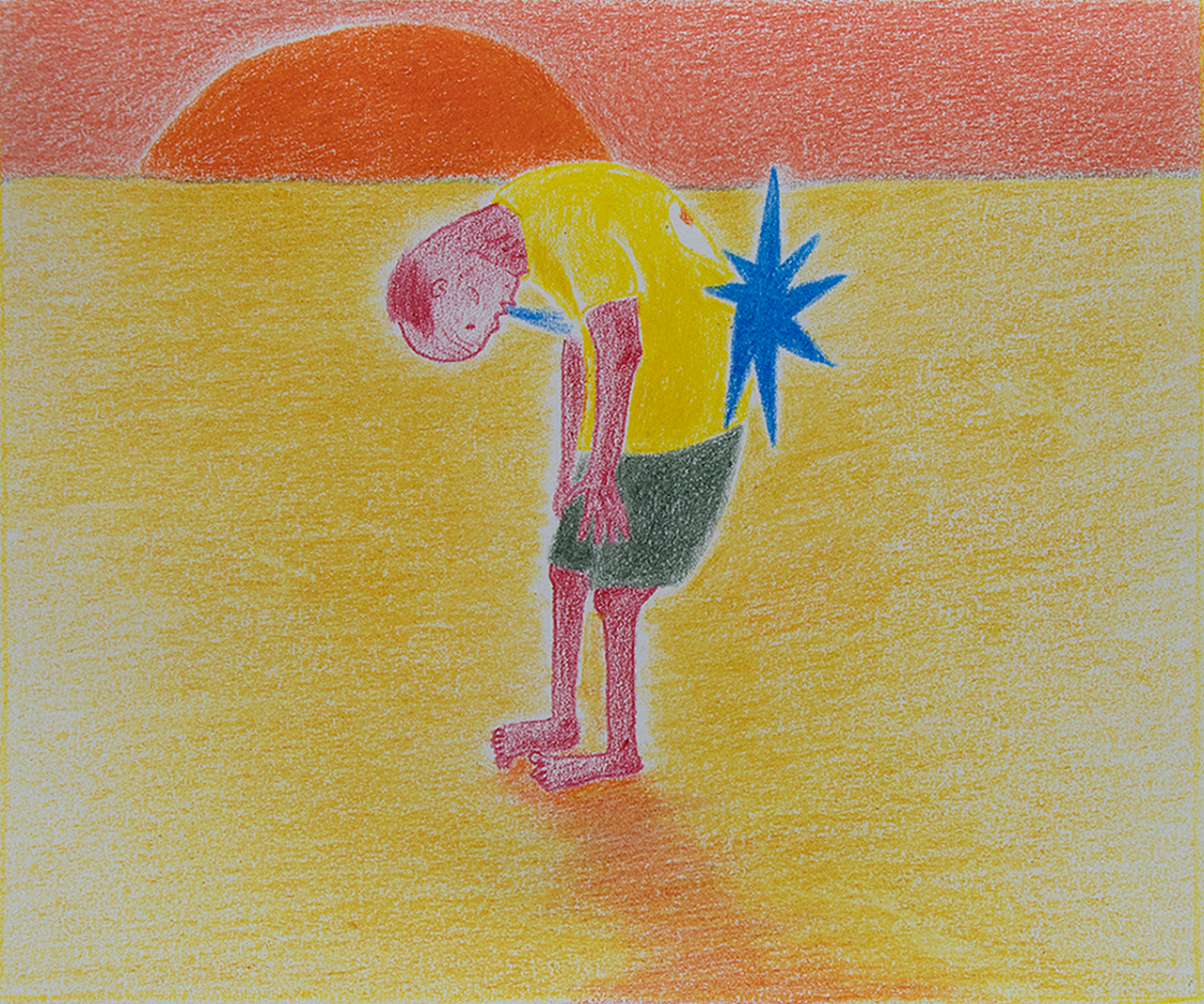 10· 残年
武七衰老了，风烛残年<br>“结石”终于消耗了他的全部<br>趁着还能再发射一次<br>他垂下了头<br>······<br>（故事完）<br><br><br>/ 写在画后 /<br>这个故事的最初，是第5幅《对阵》，因为很深切的体会到，互联网时代的我们/我们的世界正在变得越来越对立、撕裂······所以我就构想了这样一个场景：在未知的宇宙中有一个「奇异星球」，而这里的居民恰巧能从嘴里吐出“结石”一样的硬物······如此，他们会过怎样的生活，他们会过怎样的一生呢？因此，我有请「武七」作为这个星球居民的代表，延展出10个场景，粗略地勾画了他的一生······马上就要放假了，提前祝大家节日快乐！下次见～