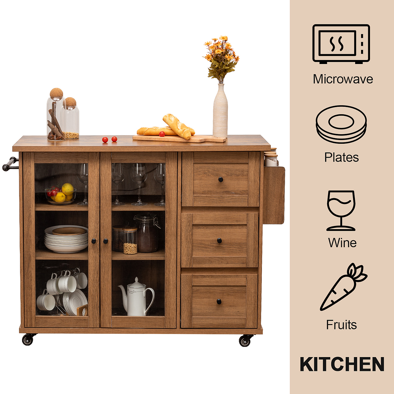 跨境电商作品展示-家具-原木色大厨车