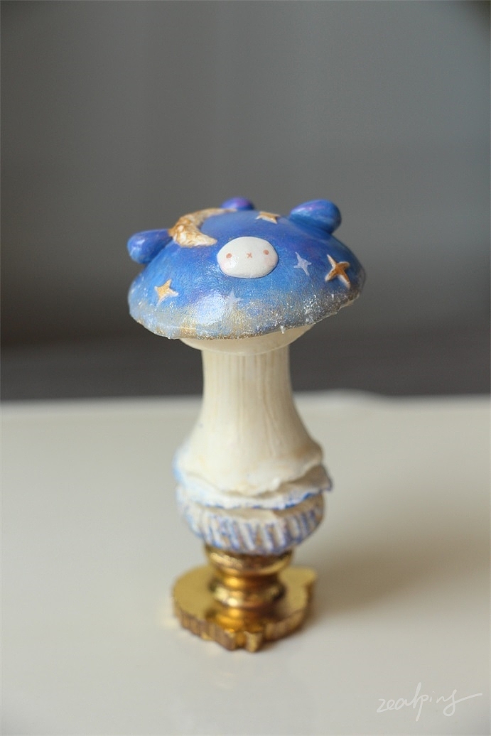 原创火漆手柄-夏夜星月蘑菇兔