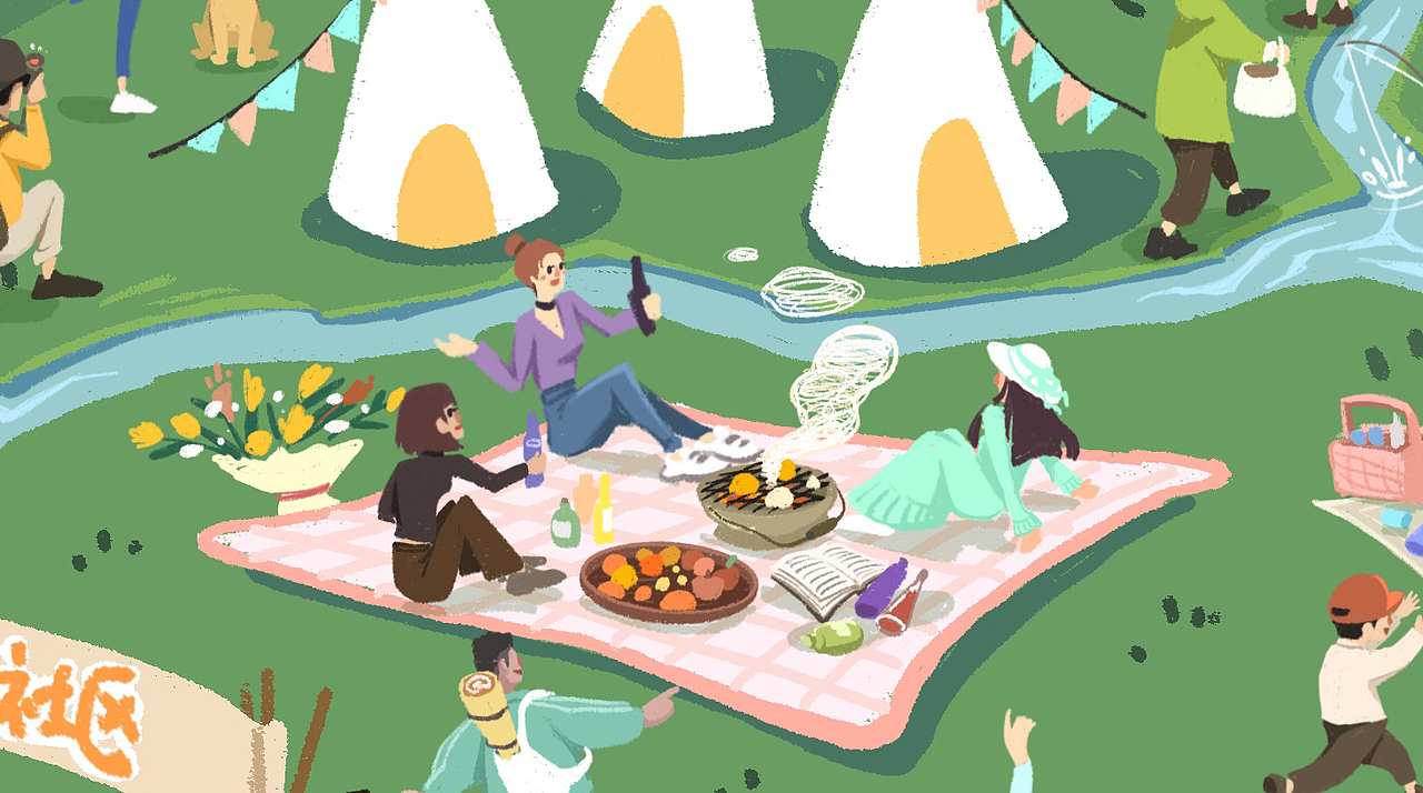 露营主题插画2（图ZMzQ0NzYyODQw） - 商业插画 - 站酷设计师爱吃肉的羊羊大叔原创素材 - 站酷ZCOOL