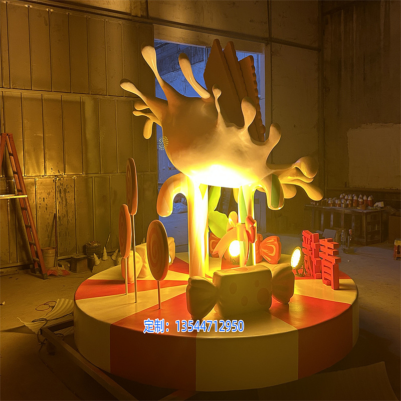 玻璃钢糖果雕塑棒棒糖摆件精神堡垒造型雕塑仿真饼干