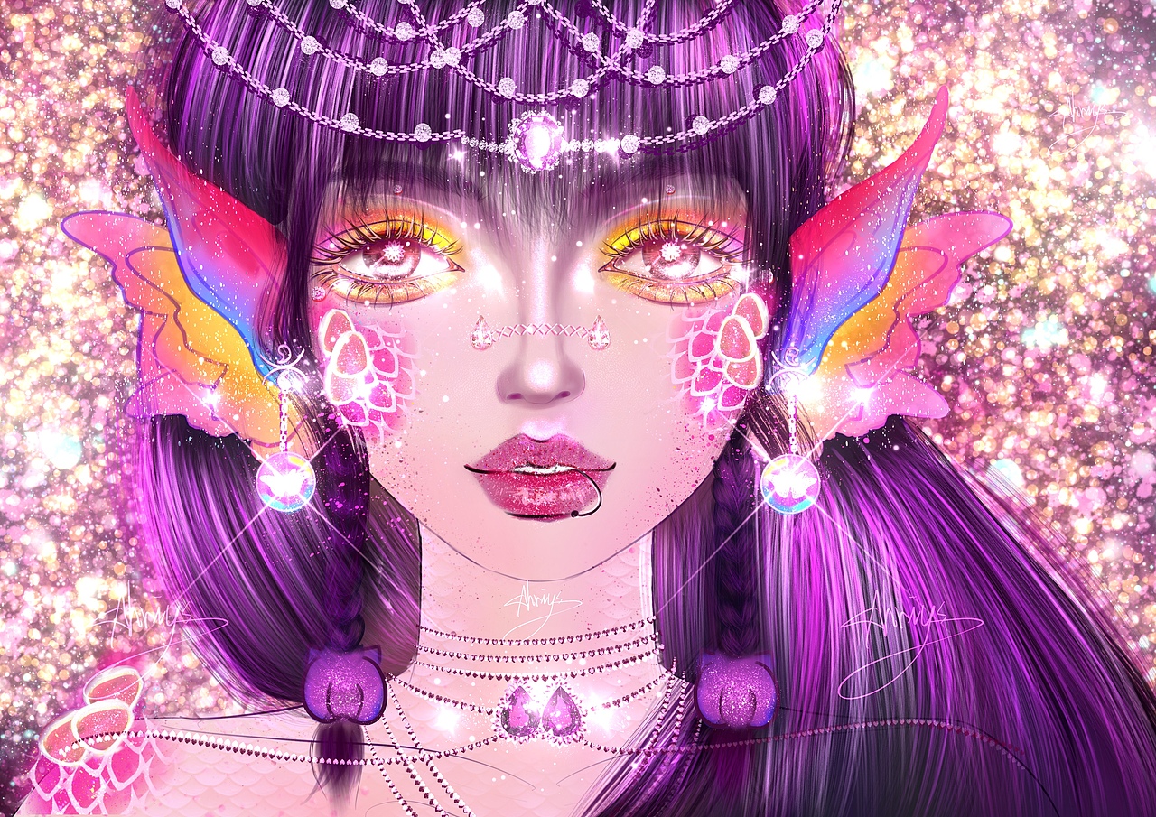 繁花Ahriys美人鱼星座系列插画（图ZMzQ5NzUzODA4） - 概念设定 - 站酷设计师Ahriys原创素材 - 站酷ZCOOL