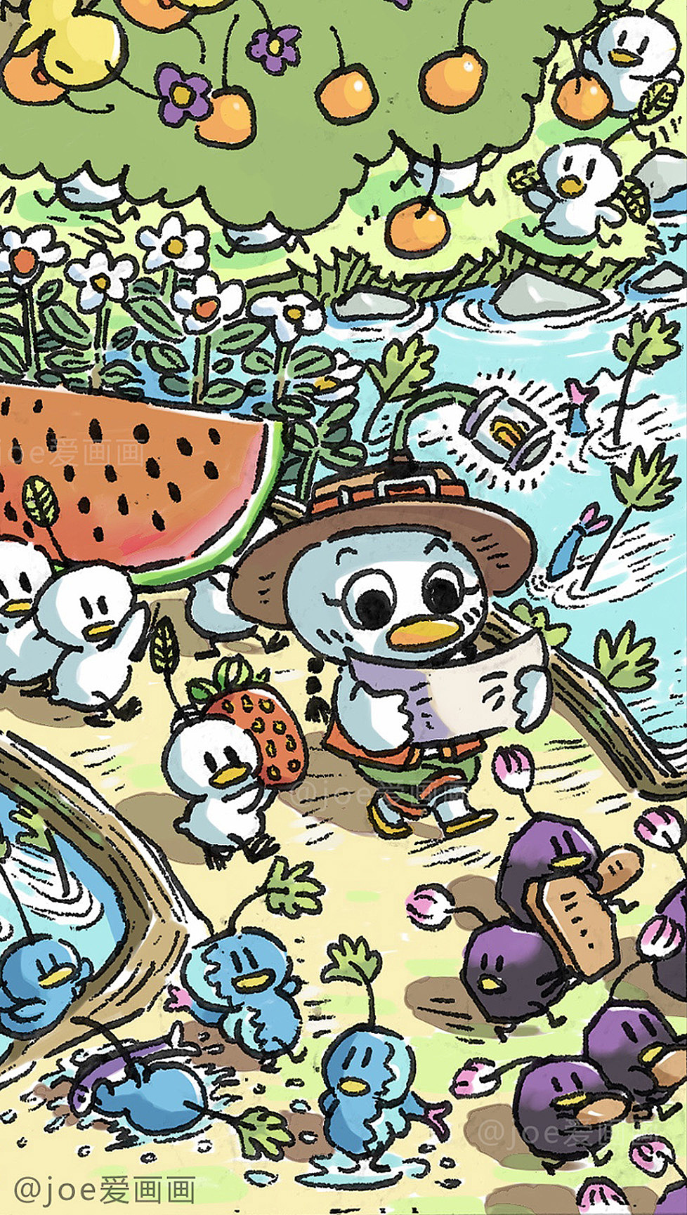 11岁女儿原创插画《粥粥鸡》