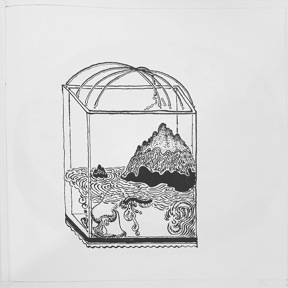 钵山图-方诸 (钢笔,工程绘图纸 21*21cm)