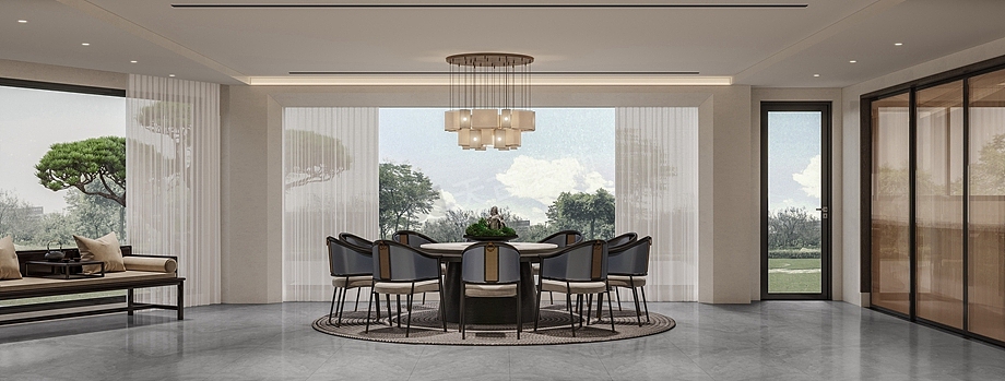 恒大御景半岛装修案例,800㎡双拼别墅设计图,天古装饰