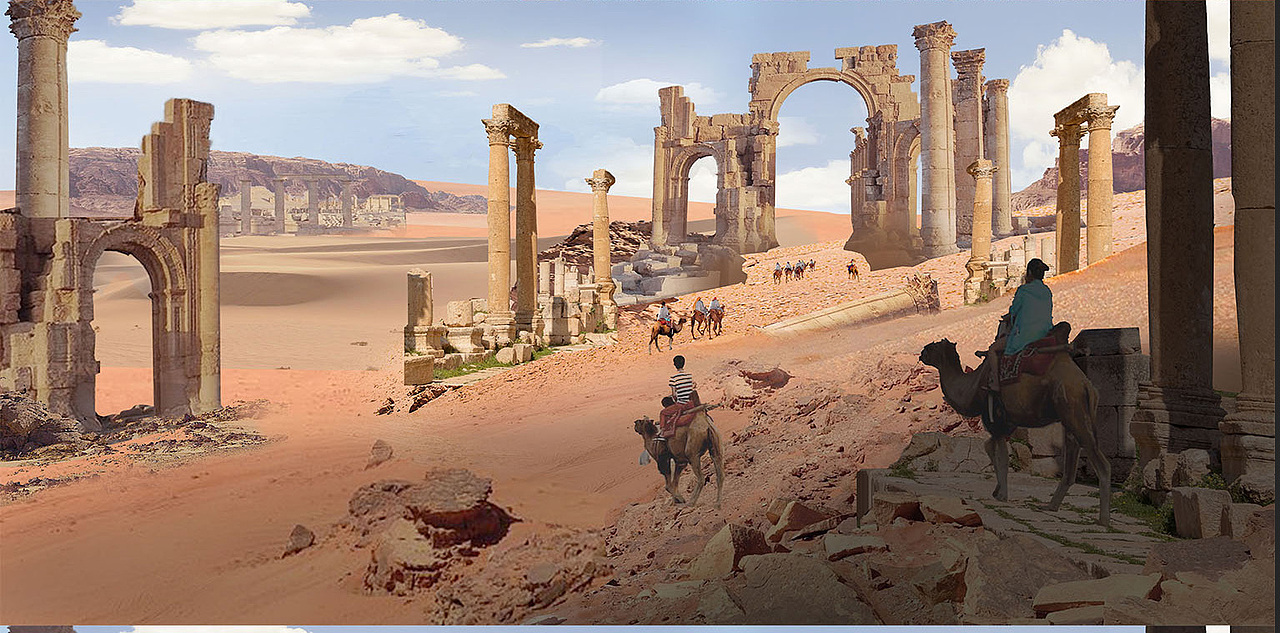 沙漠遺跡（寫實貼圖氣氛圖教程）（圖ZMzI0NzczNDIw） - 概念設(shè)定 - 站酷設(shè)計師頑皮機器CG工作室原創(chuàng)素材 - 站酷ZCOOL